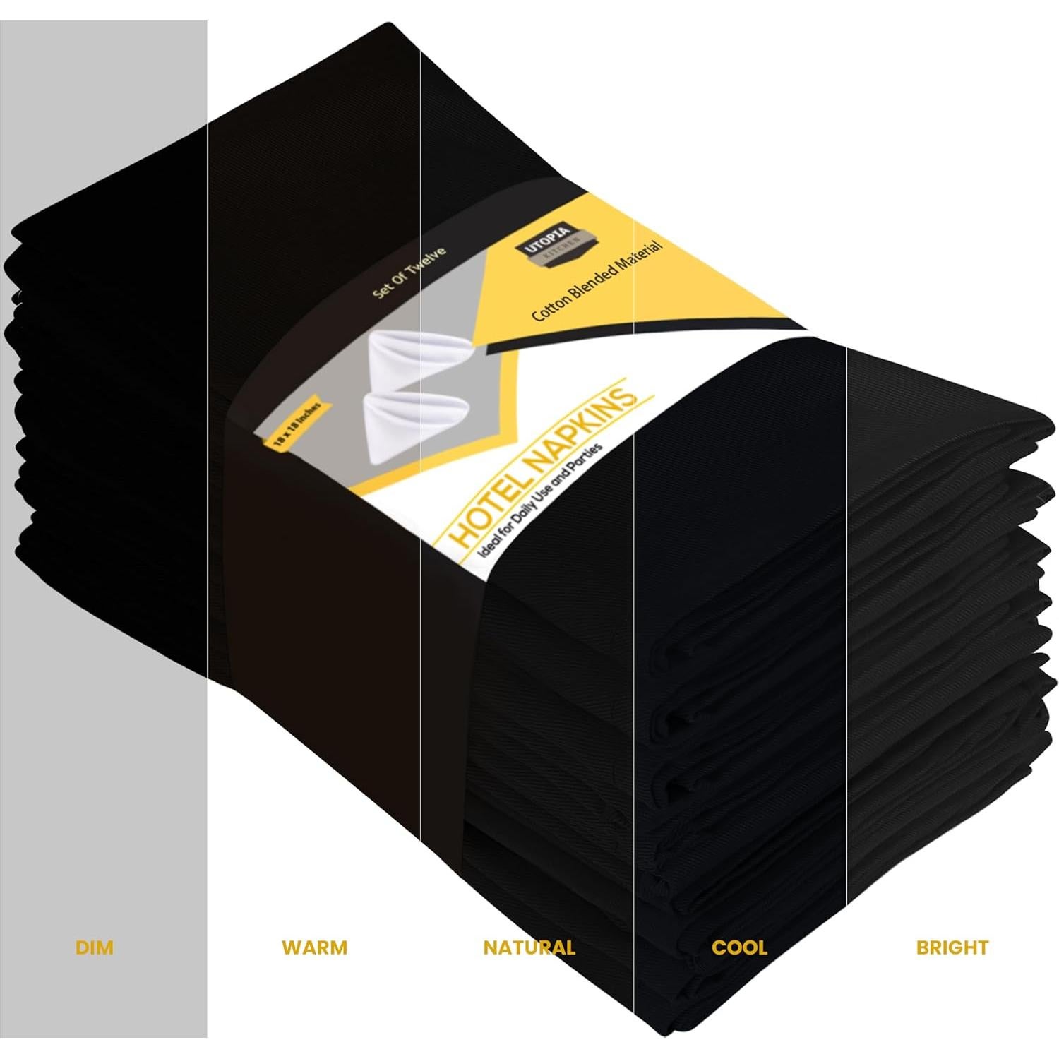 Servilletas de Tela Negras Utopia Kitchen - Paquete de 12, 45.72 cm