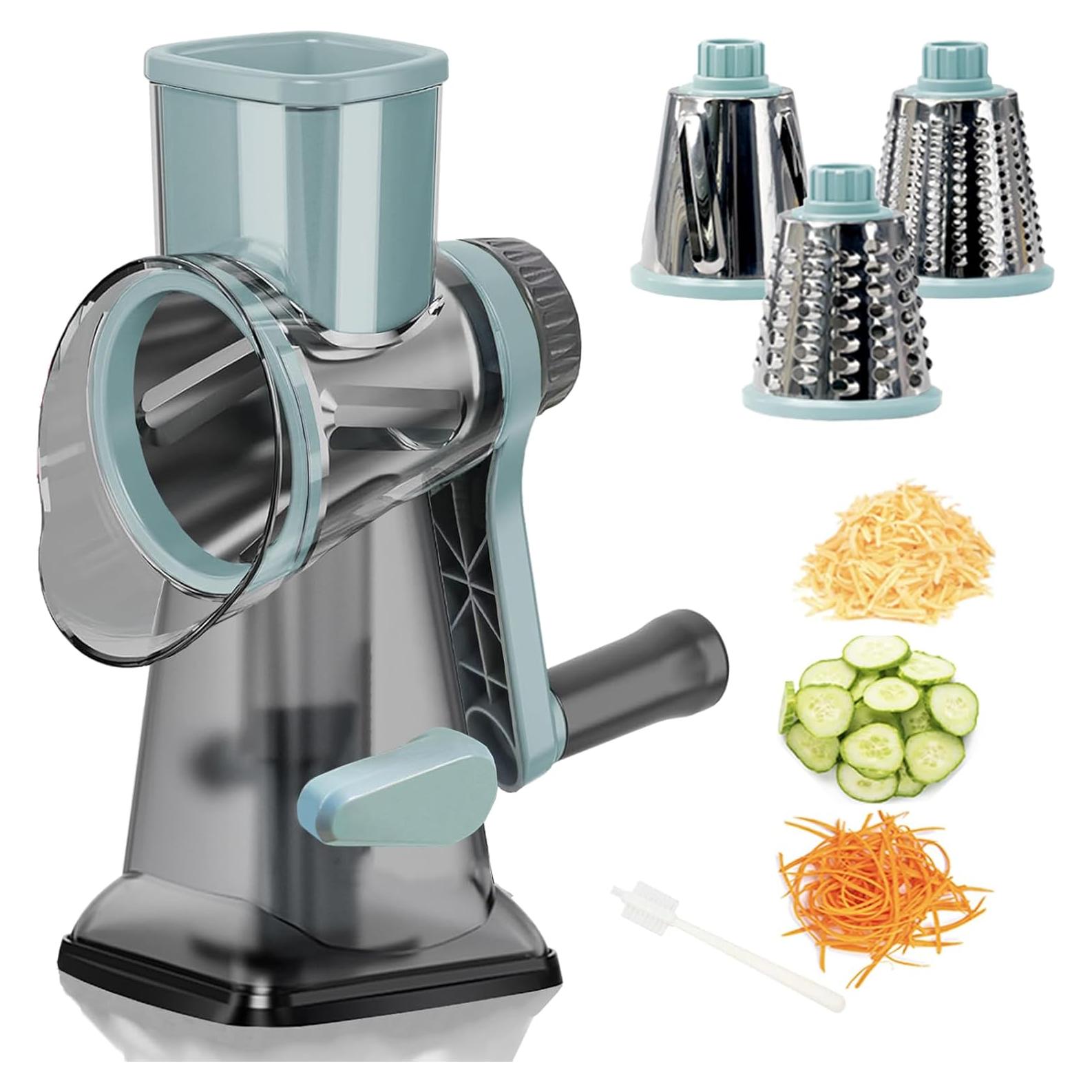 Rallador de Queso Rotatorio GOTOSOBAY con Mango y 3 Cuchillas