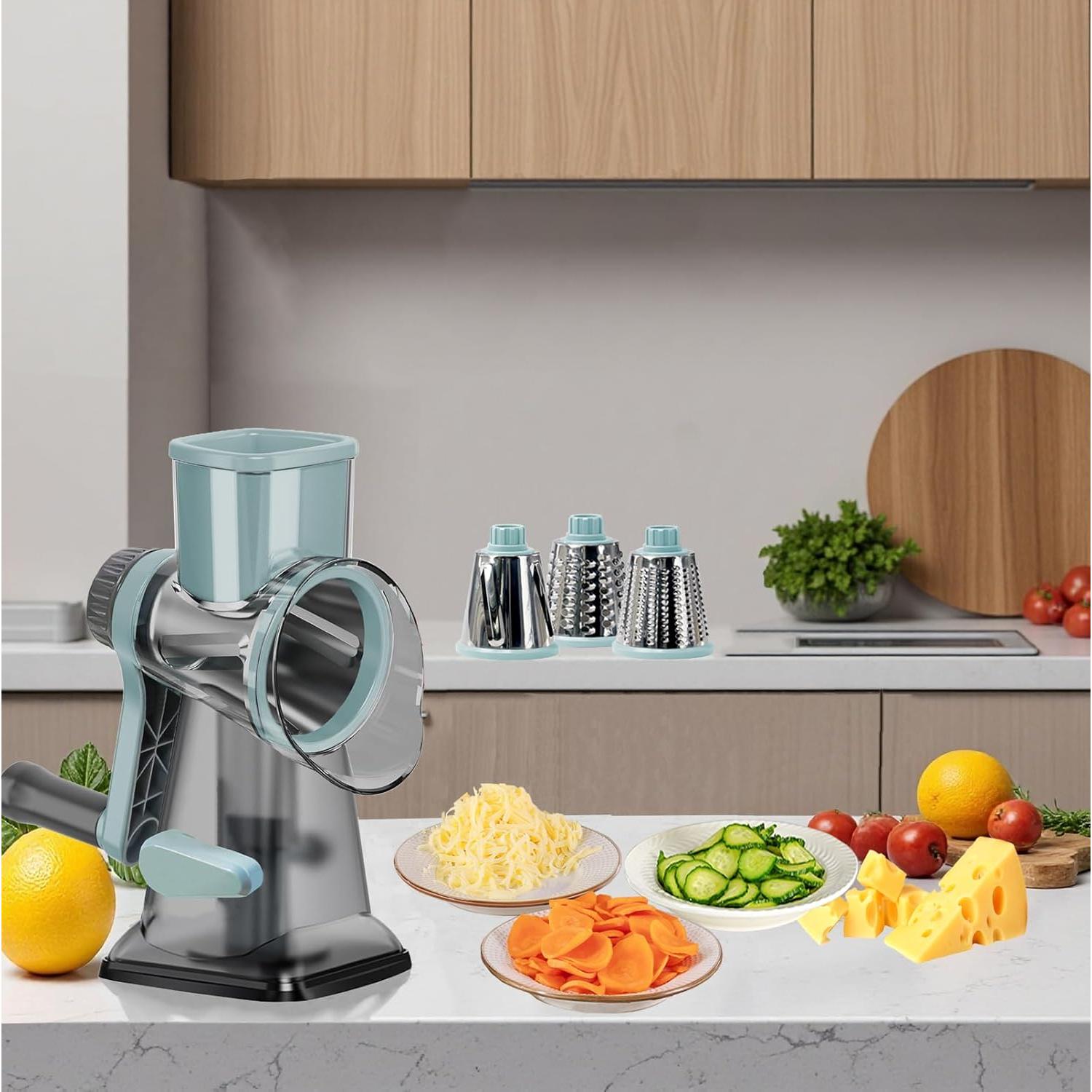 Rallador de Queso Rotatorio GOTOSOBAY con Mango y 3 Cuchillas