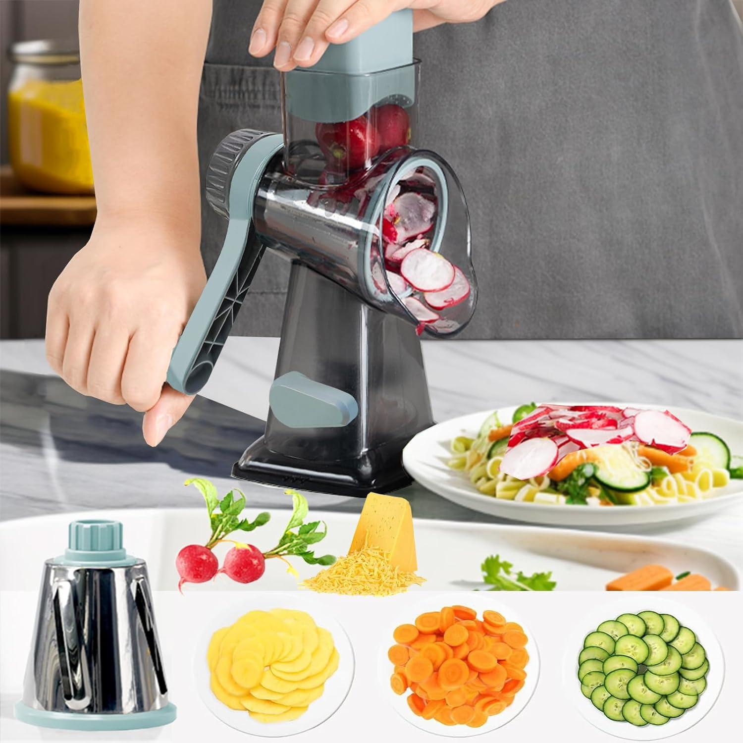 Rallador de Queso Rotatorio GOTOSOBAY con Mango y 3 Cuchillas