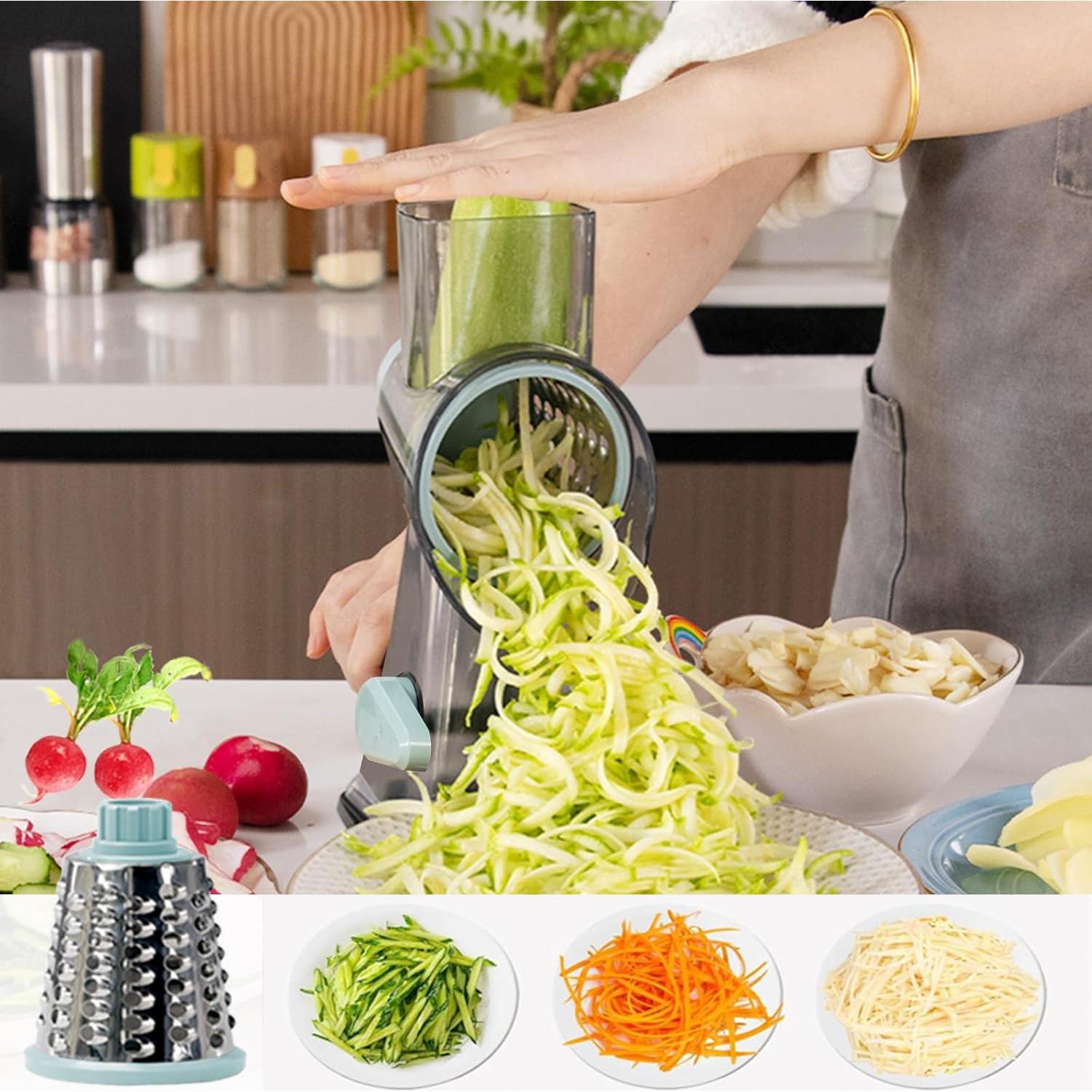 Rallador de Queso Rotatorio GOTOSOBAY con Mango y 3 Cuchillas