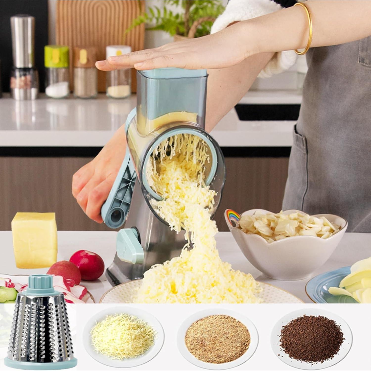 Rallador de Queso Rotatorio GOTOSOBAY con Mango y 3 Cuchillas