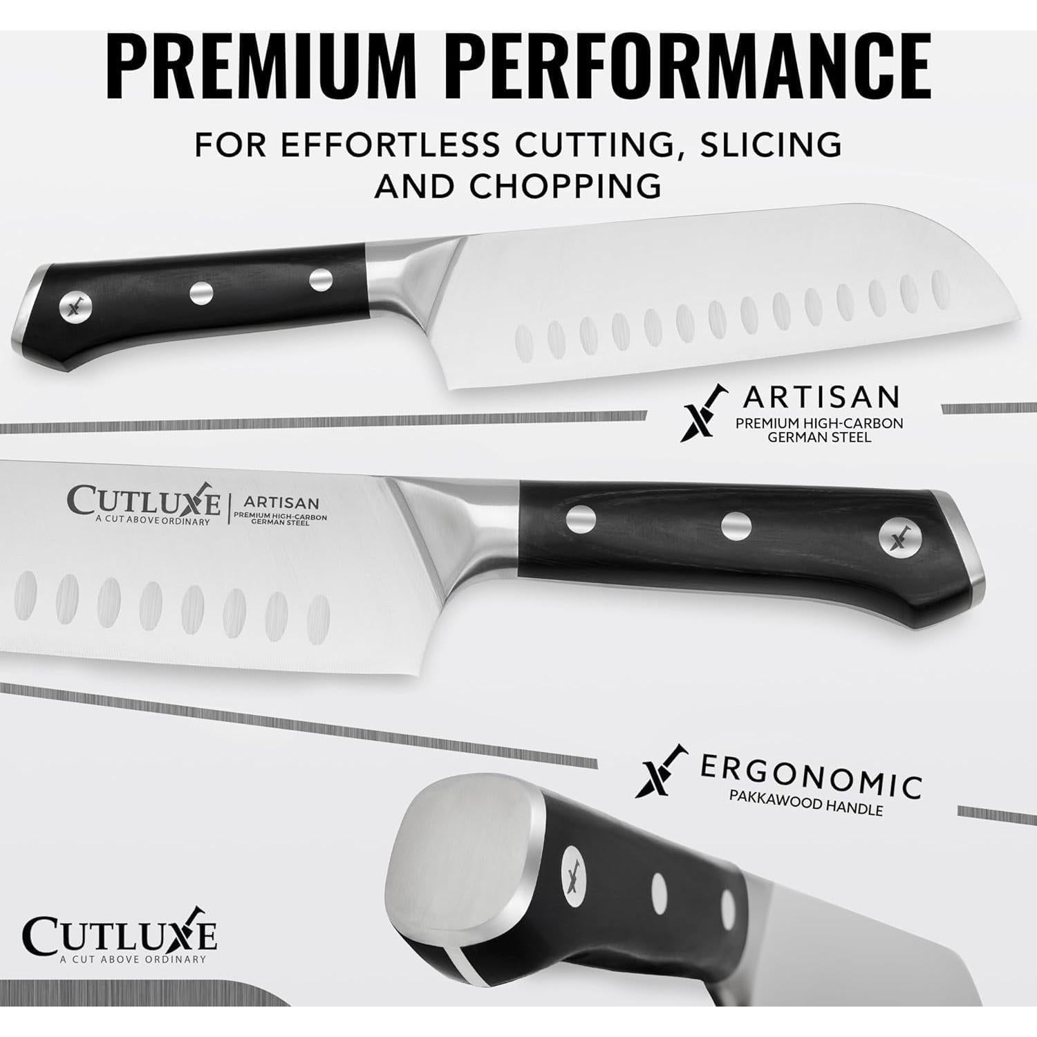 Cuchillo Santoku Cutluxe 17.8 cm Acero Alto Carbono Ergonomico