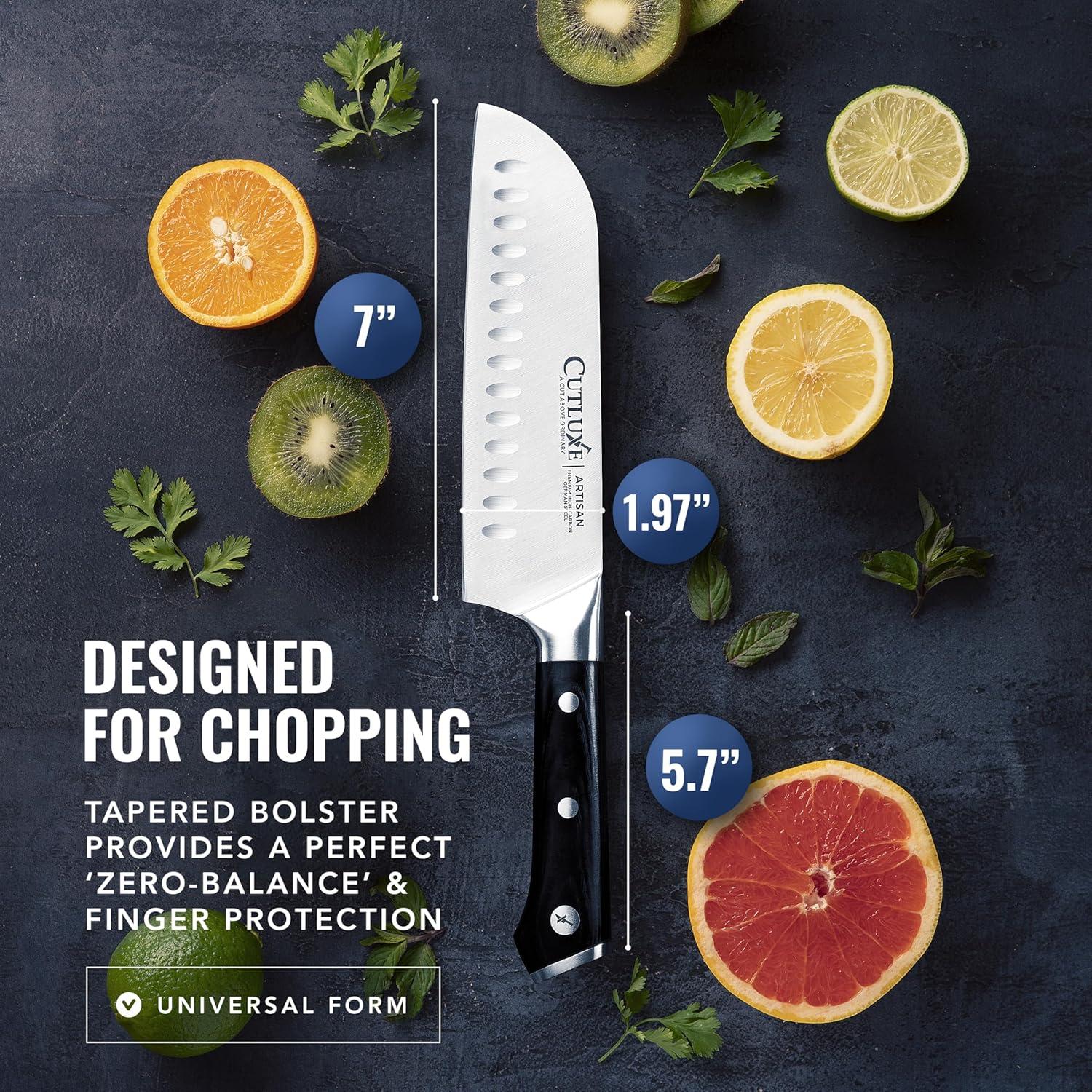 Cuchillo Santoku Cutluxe 17.8 cm Acero Alto Carbono Ergonomico