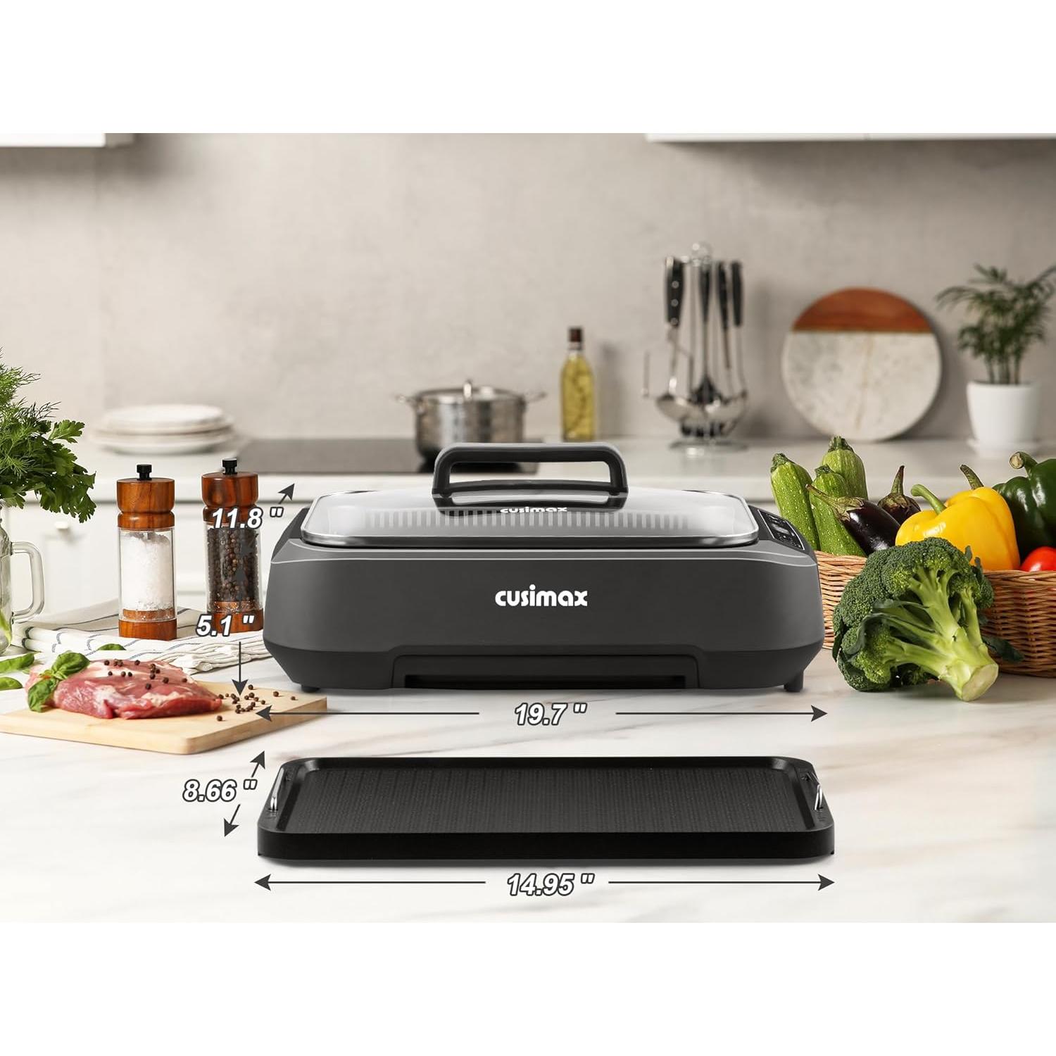 Parrilla Eléctrica Sin Humo CUSIMAX 1500W Interior Antiadherente