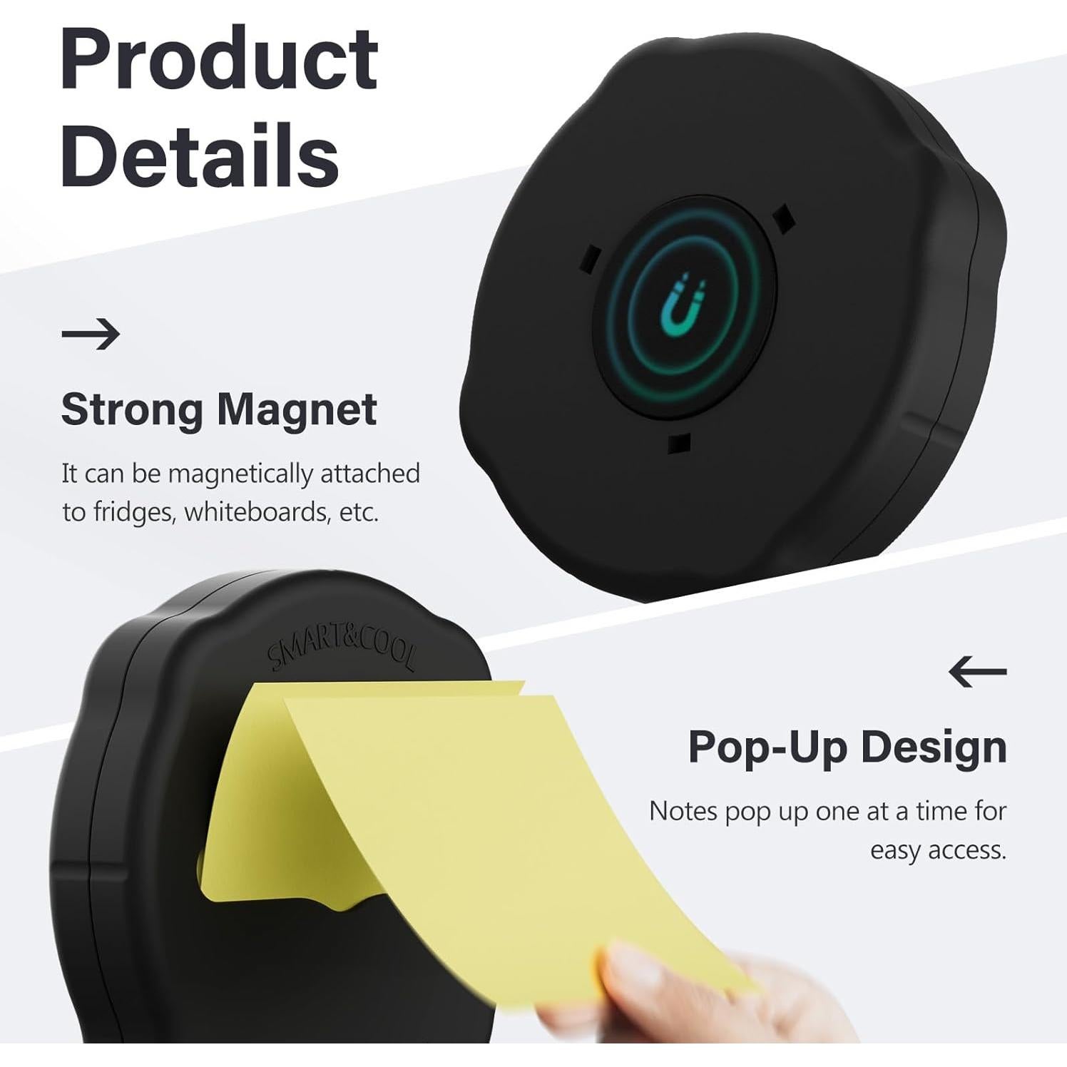 Dispensador Magnético de Notas Adhesivas Smart&Cool Negro 10.9 cm