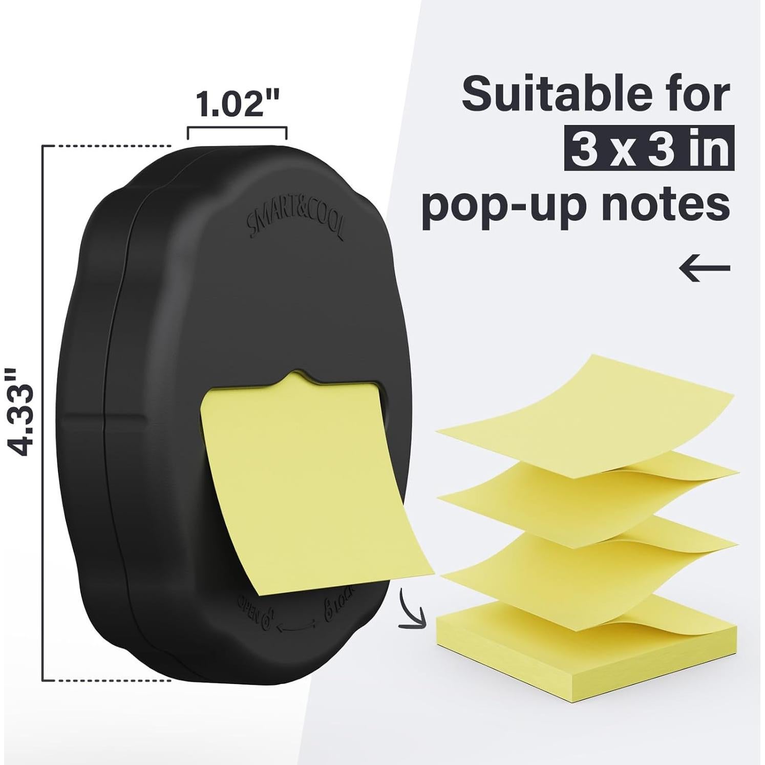 Dispensador Magnético de Notas Adhesivas Smart&Cool Negro 10.9 cm