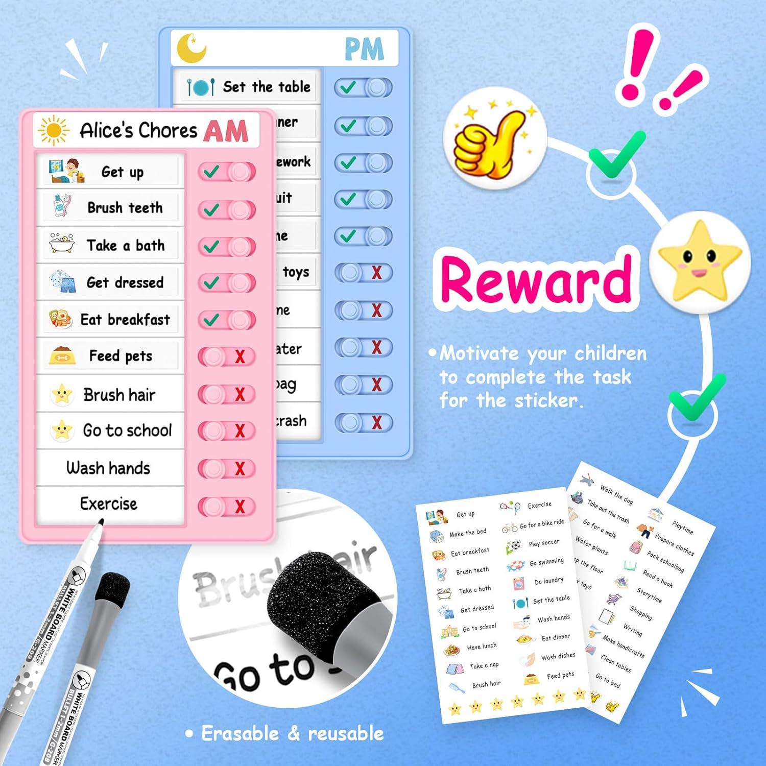 Gráfico de Tareas Interactivo Citamora - Rutina Niños Azulrosa