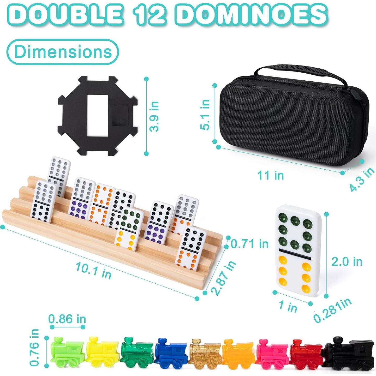 Juego de Dominó Mexicano Doble 12 con 91 Fichas y Soportes