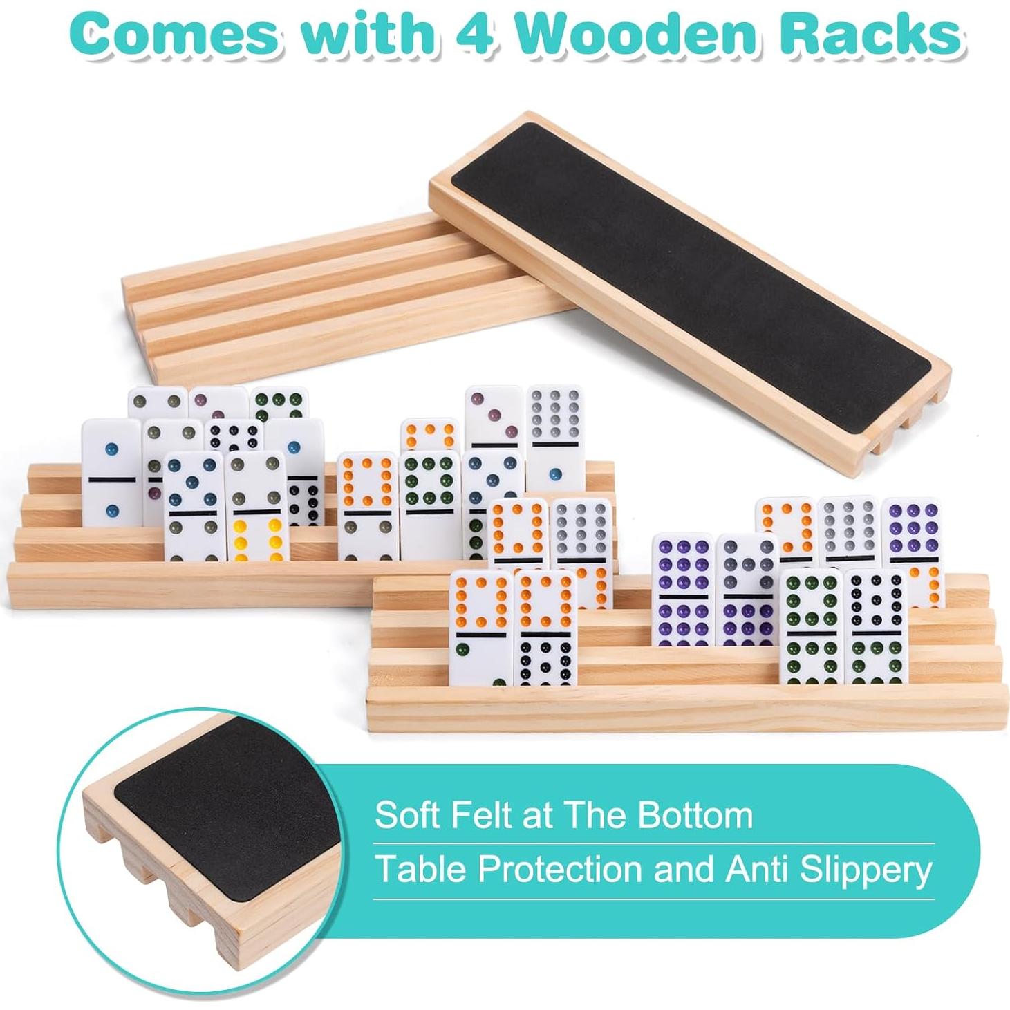 Juego de Dominó Mexicano Doble 12 con 91 Fichas y Soportes