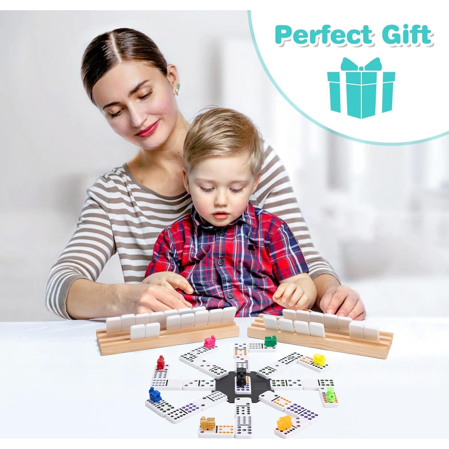 Juego de Dominó Mexicano Doble 12 con 91 Fichas y Soportes