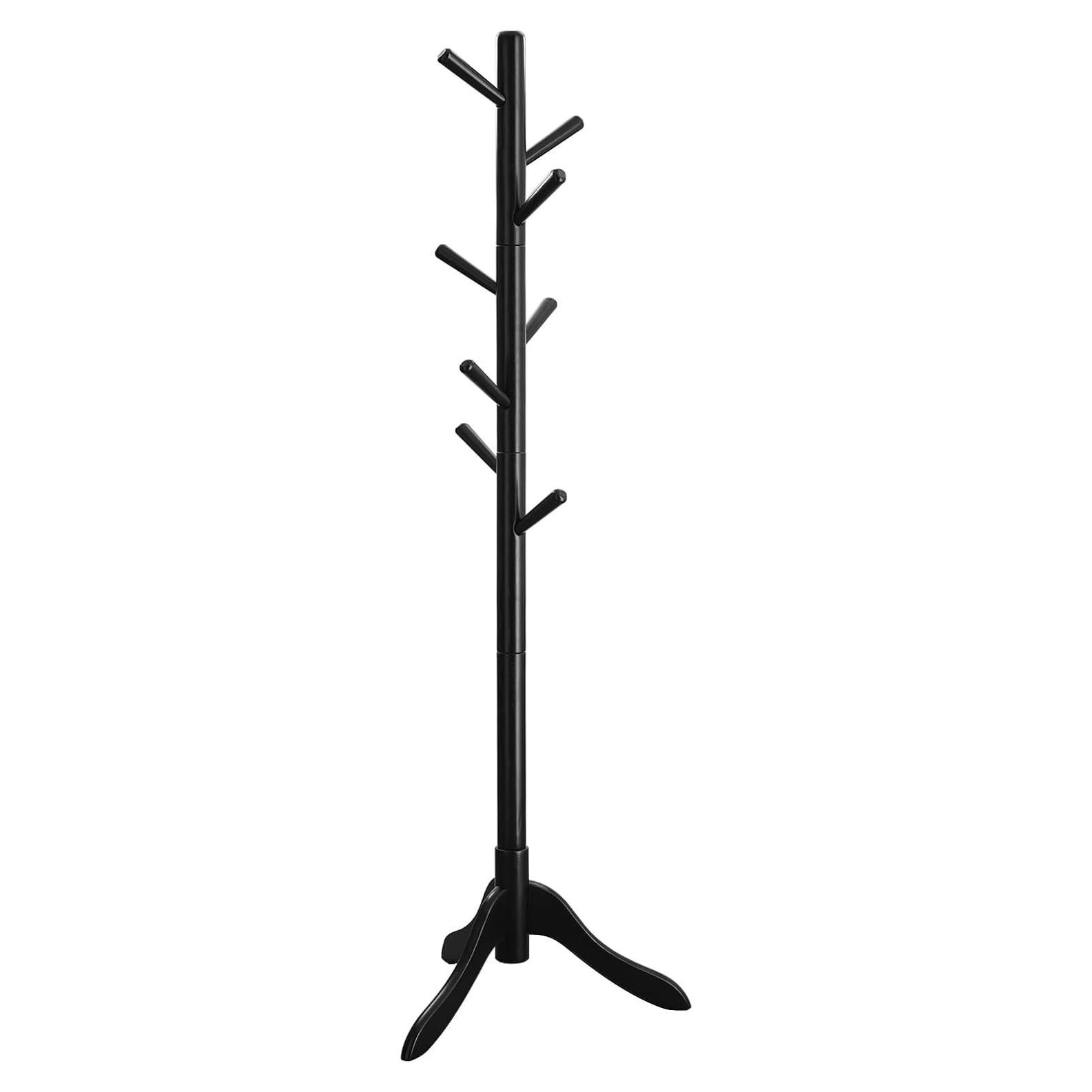 Perchero de Pie VASAGLE de Madera Sólida Negro Tinta 8 Ganchos