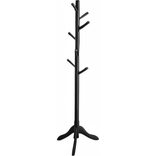 Perchero de Pie VASAGLE de Madera Sólida Negro Tinta 8 Ganchos