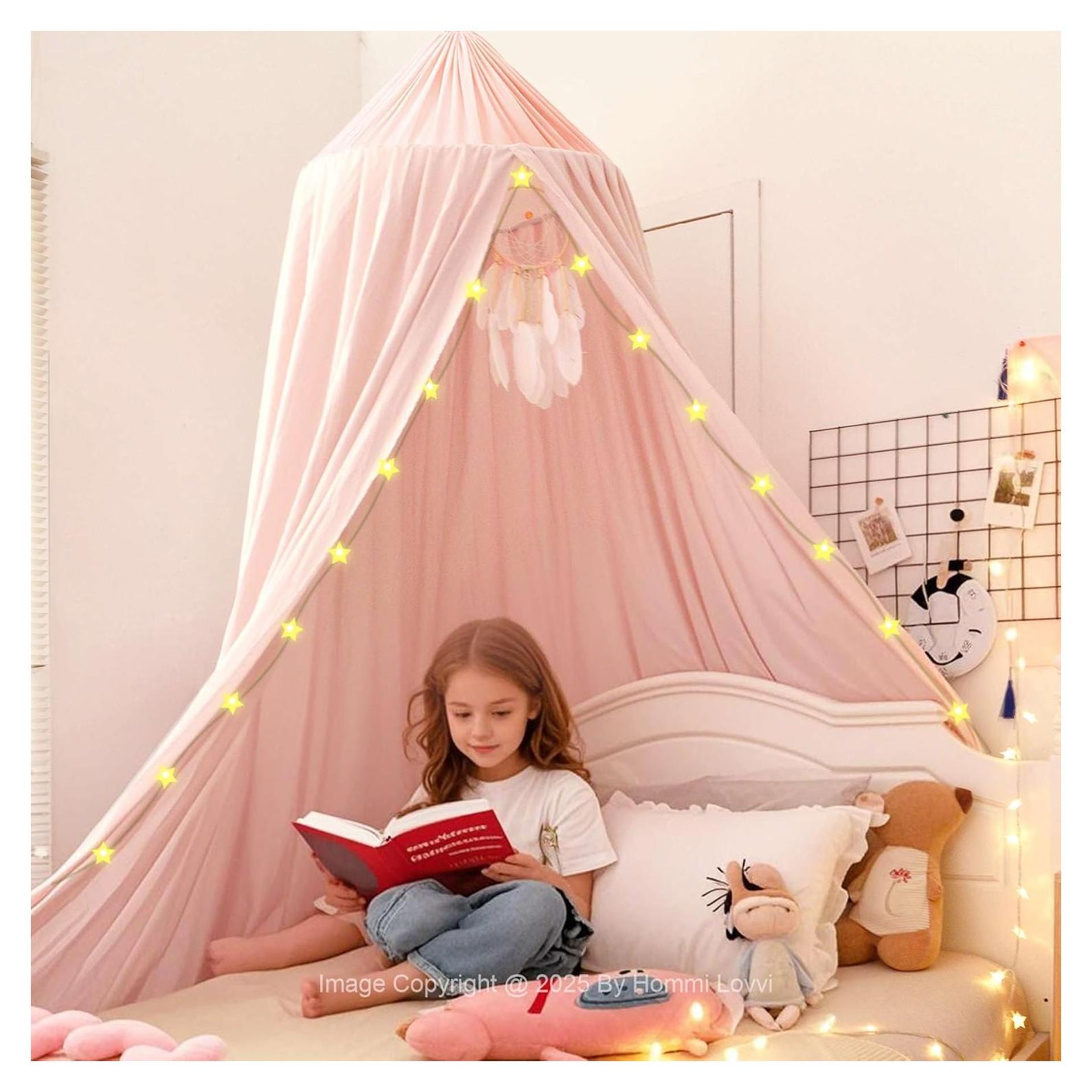 Dosel de Cama Rosa Claro Hommi Lovvi con Luces LED 280cm