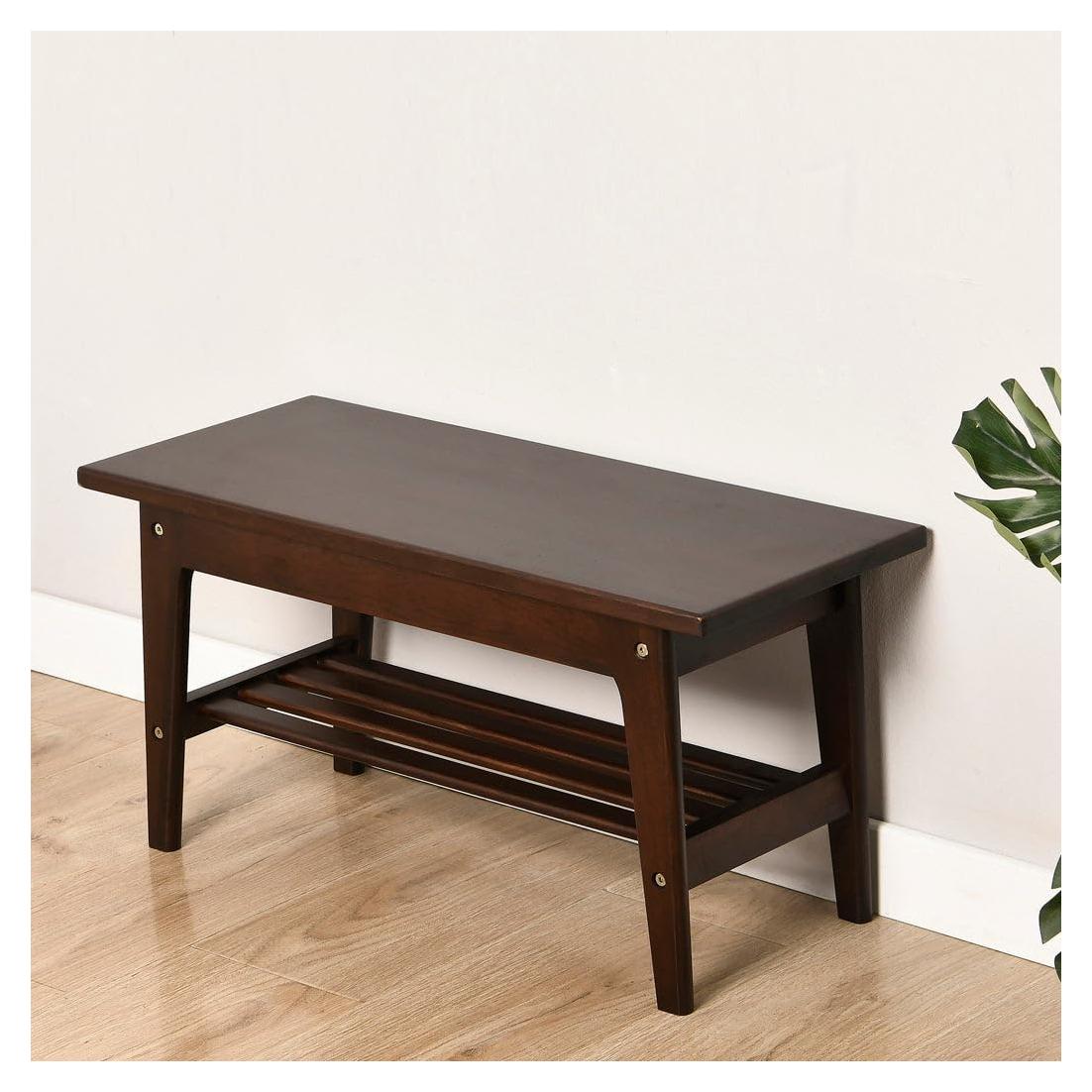 Banco de Zapatos CONSDAN de Madera Nogal Oscuro 2 Niveles