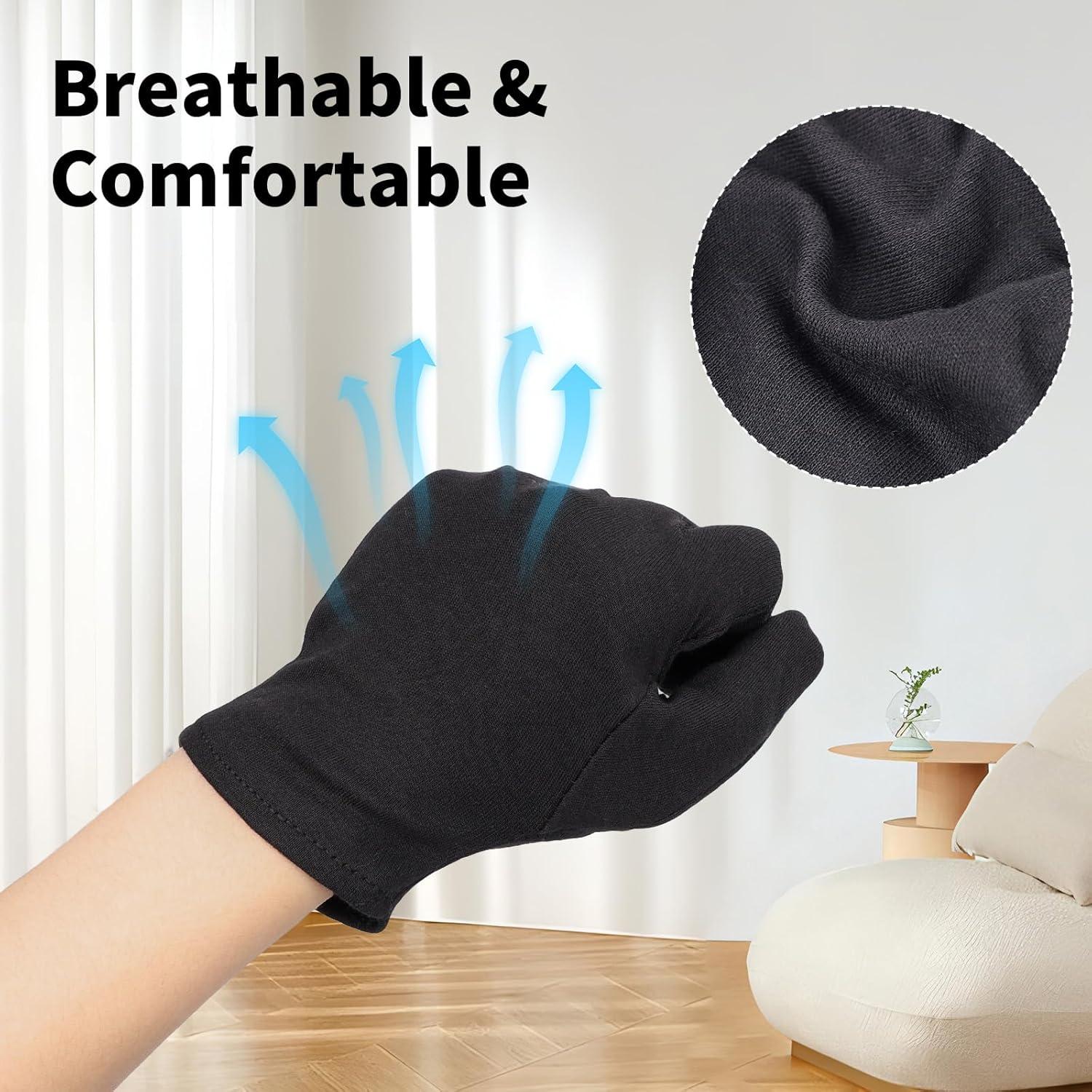 Guantes de Algodón Negros ENPOINT - 10 Pares Hidratantes