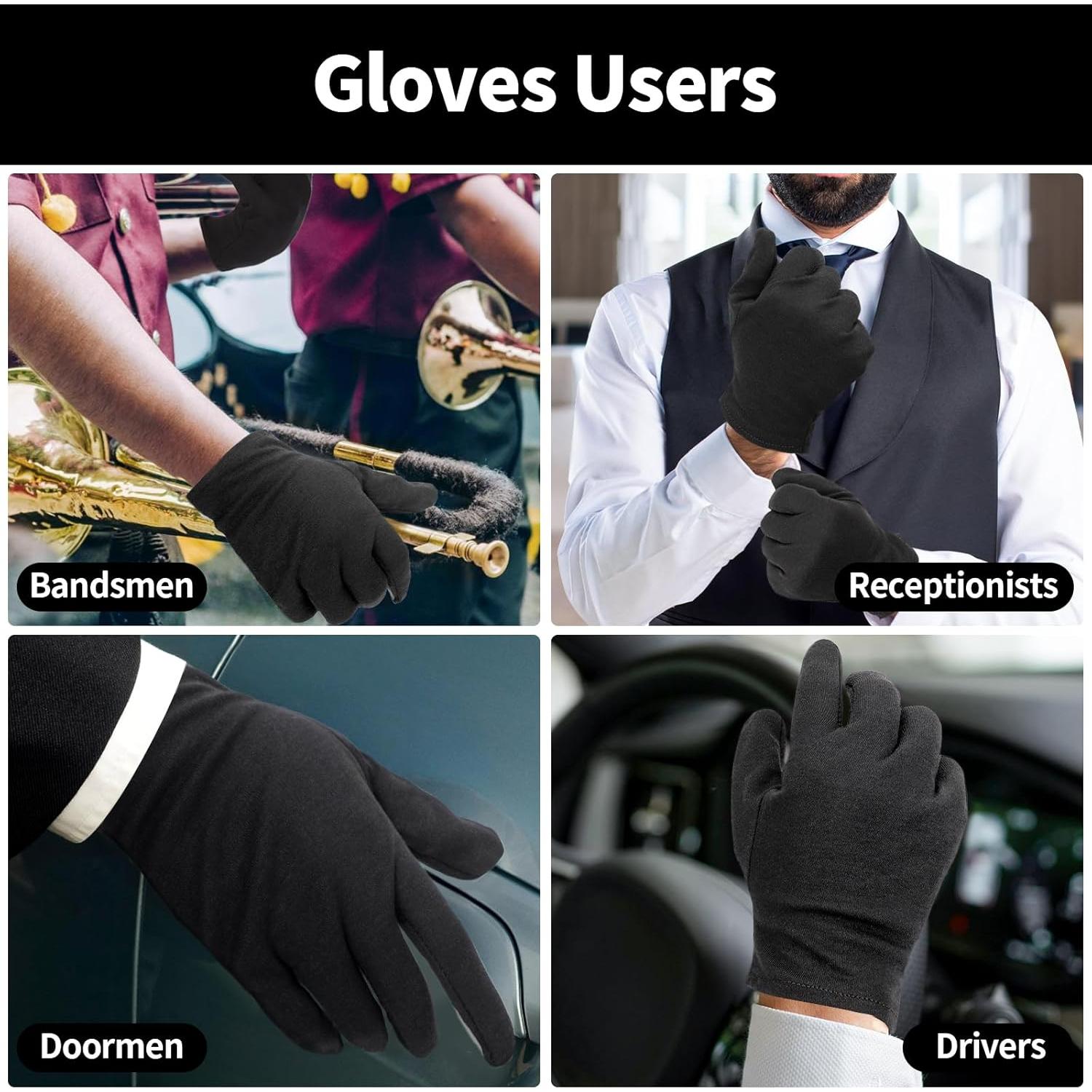 Guantes de Algodón Negros ENPOINT - 10 Pares Hidratantes