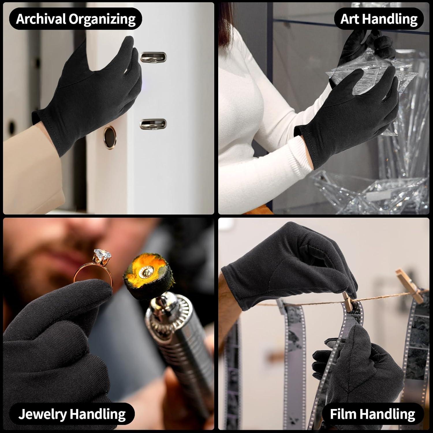 Guantes de Algodón Negros ENPOINT - 10 Pares Hidratantes