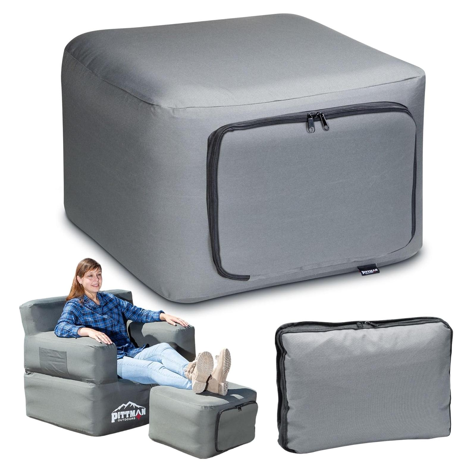 Puff Inflable Pittman para Descanso de Pies - Gris 35.56 cm