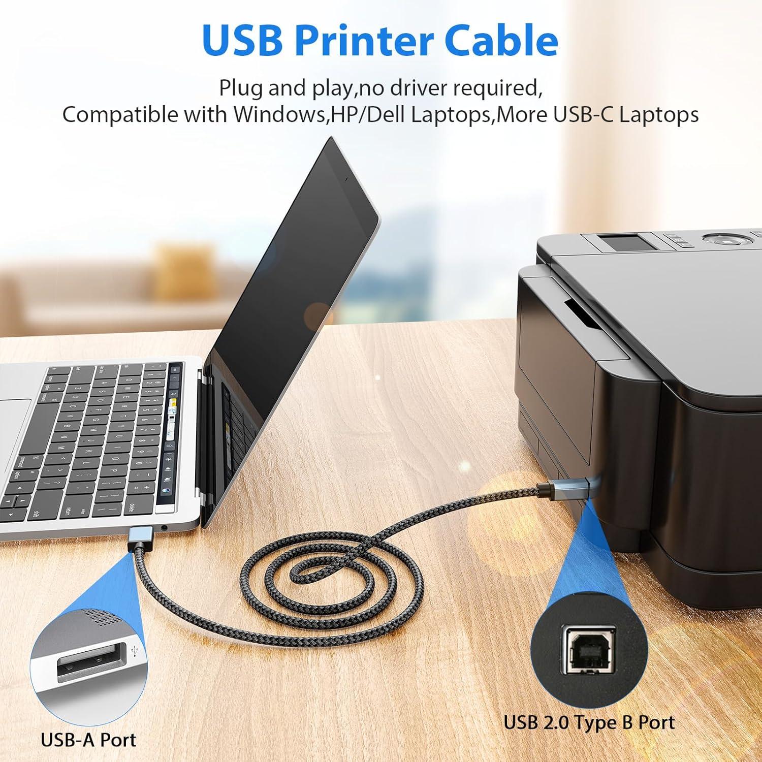 Cable de Impresora USB 2.0 AIAUXAI 2M Tipo A a B