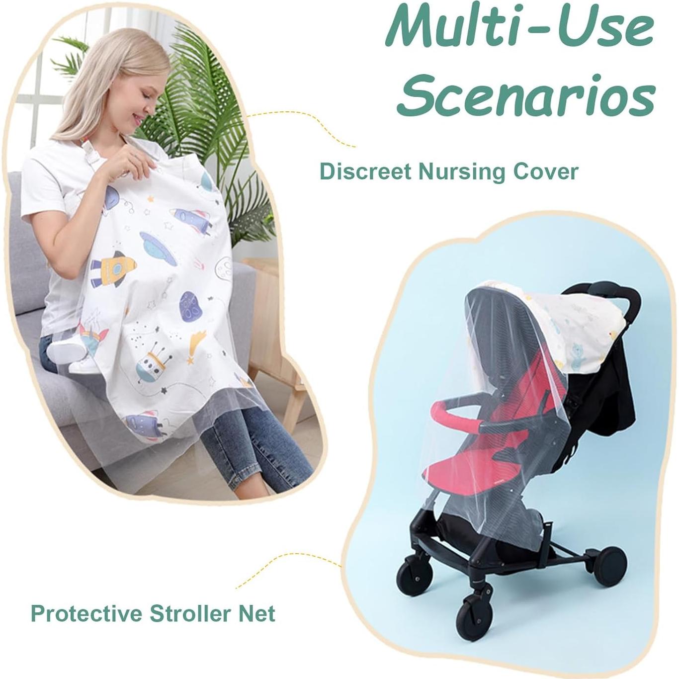 Cubierta de Lactancia Wanheart - Algodón Ligero y Malla Transpirable