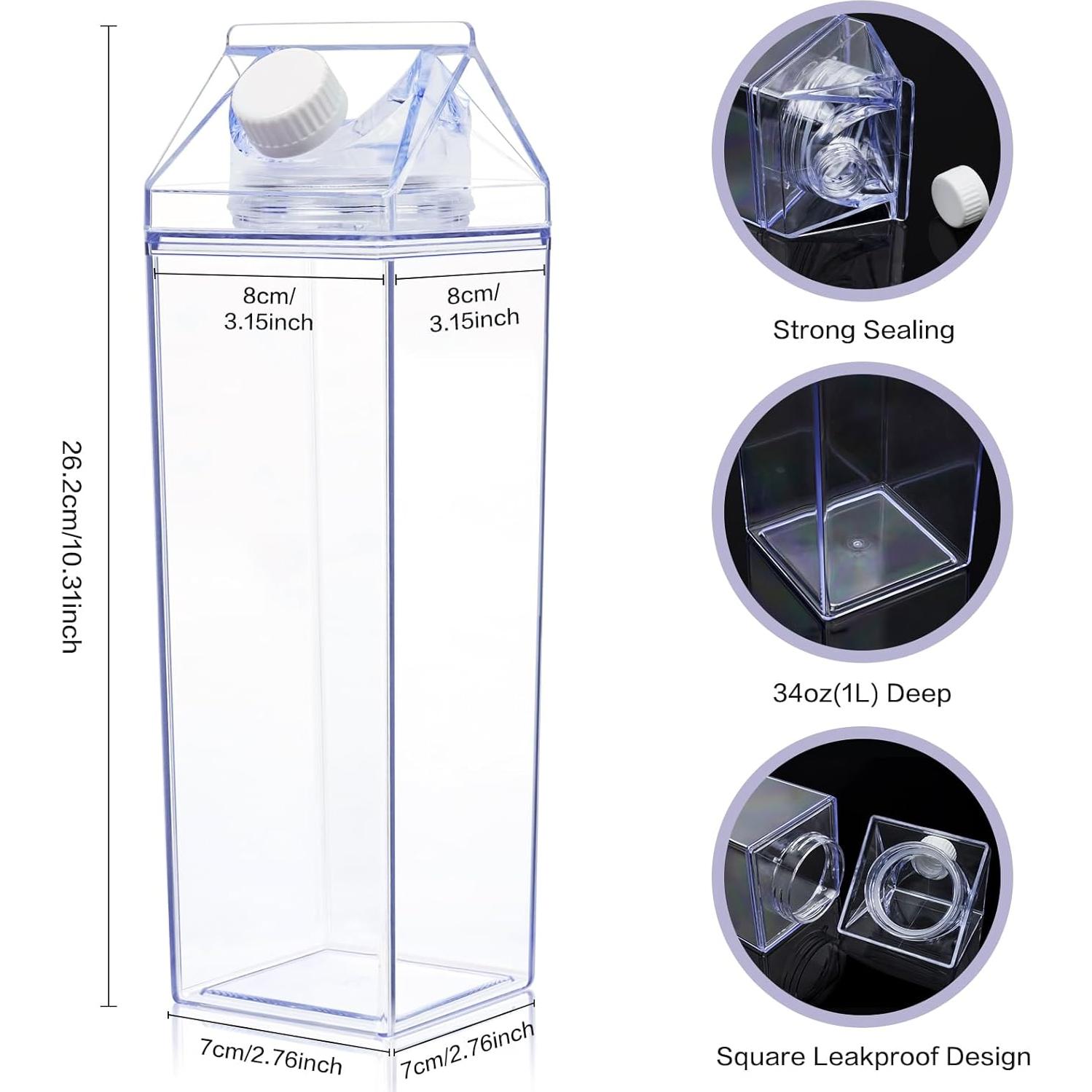 Botellas de Agua KALYLOC 4Pcs 1006ml Reutilizables Cuadradas