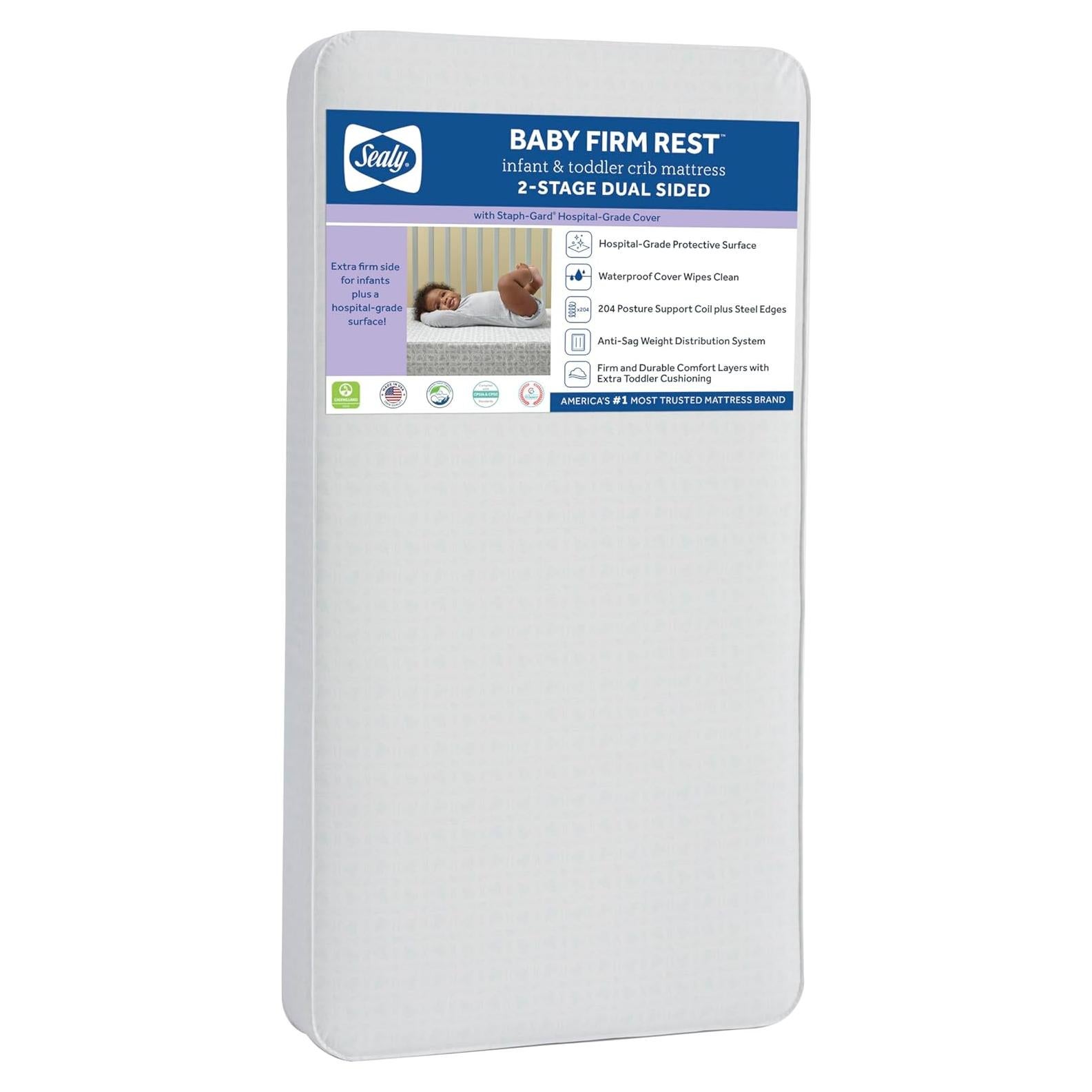 Colchón para Cuna Sealy Baby Firm Rest 2 Etapas Antibacteriano 132x71cm
