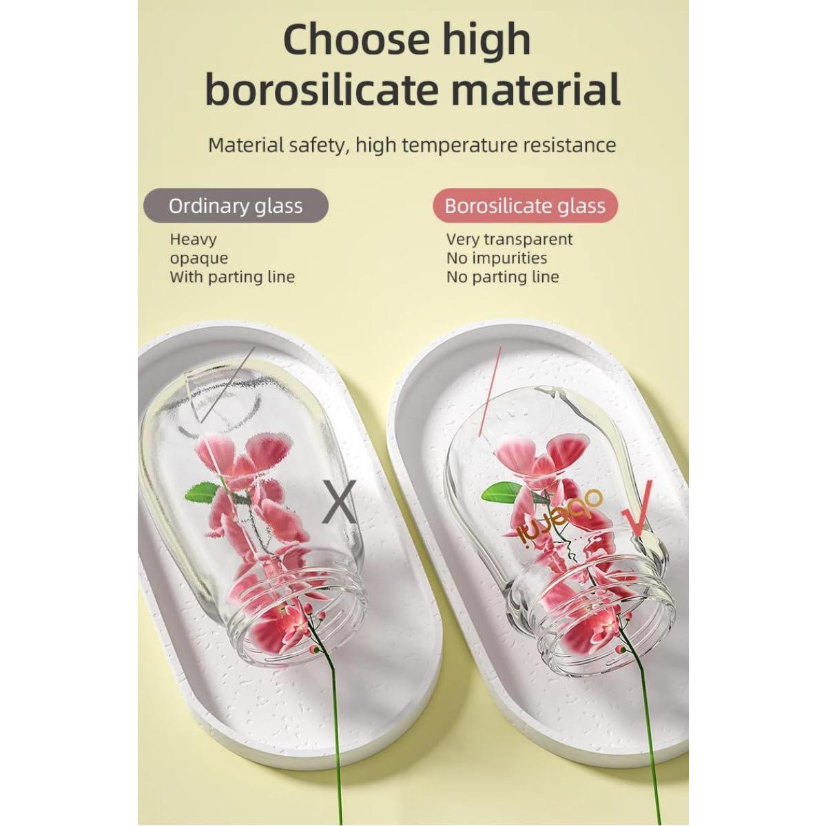 Botella de vidrio anti cólico Oberni 120 ml azul para bebés