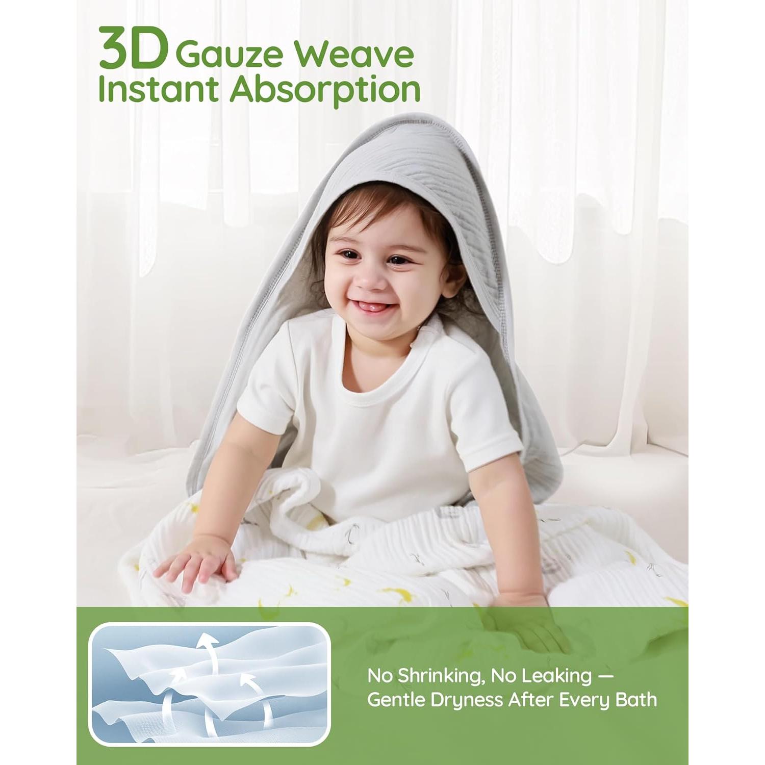 Toalla de Muselina con Capucha SUOSDEY 81x81 cm Verde Oscuro