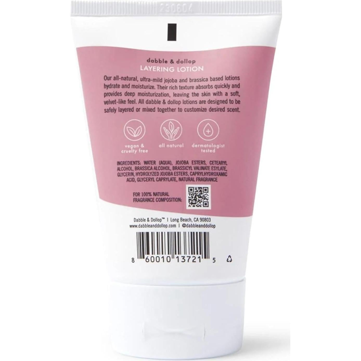 Dabble & Dollop Coconut Lotion, Layering Lotion, Hydrating Scented Lotions for Kids, All-Natural, USA Made, Dermatologist Tested, Vegan & Cruelty-Free (3.4oz, Pack of 2)