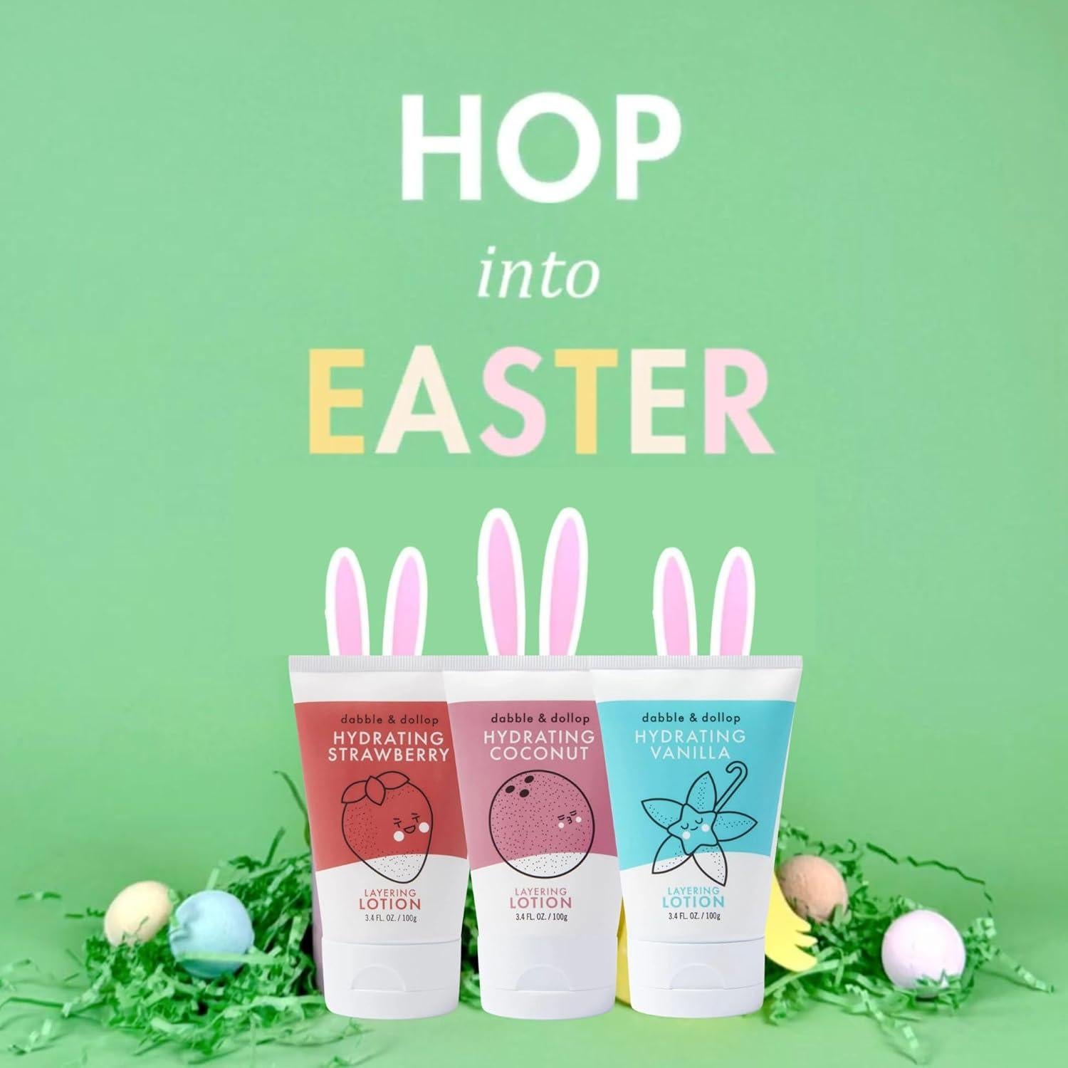 Dabble & Dollop Coconut Lotion, Layering Lotion, Hydrating Scented Lotions for Kids, All-Natural, USA Made, Dermatologist Tested, Vegan & Cruelty-Free (3.4oz, Pack of 2)