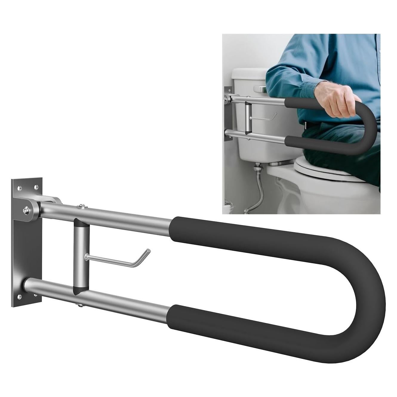 Barra de Agarre Plegable BotaBay para Inodoro 75 cm Plata