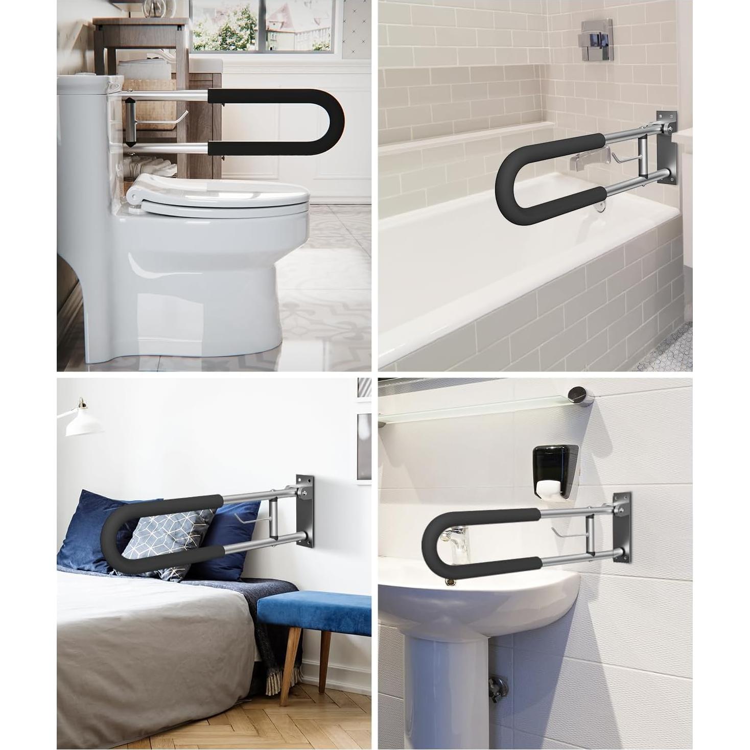 Barra de Agarre Plegable BotaBay para Inodoro 75 cm Plata