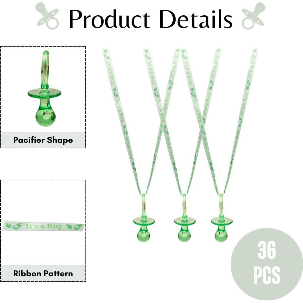 Collares de Chupetes de Acrílico Verde - 36 Piezas para Fiesta