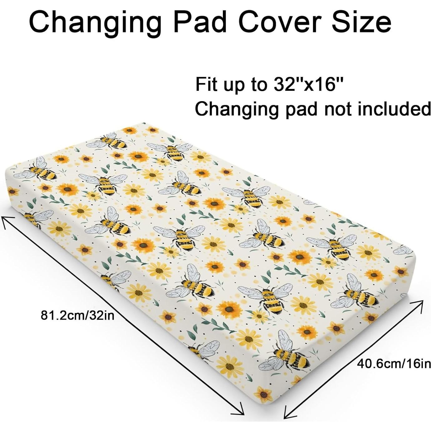 Cubierta de almohadilla para cambiar bebés Girasoles y Abejas 81x40 cm