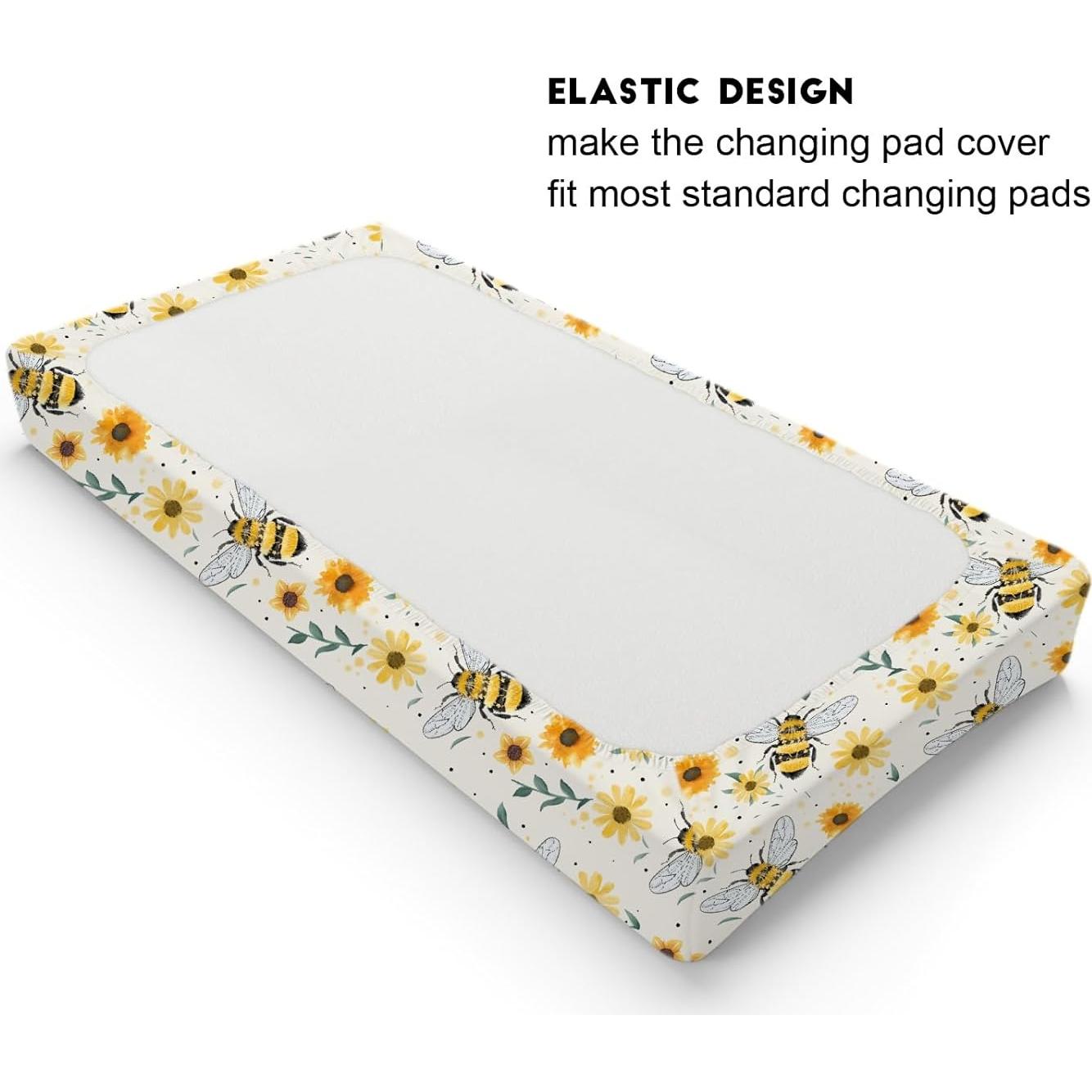Cubierta de almohadilla para cambiar bebés Girasoles y Abejas 81x40 cm