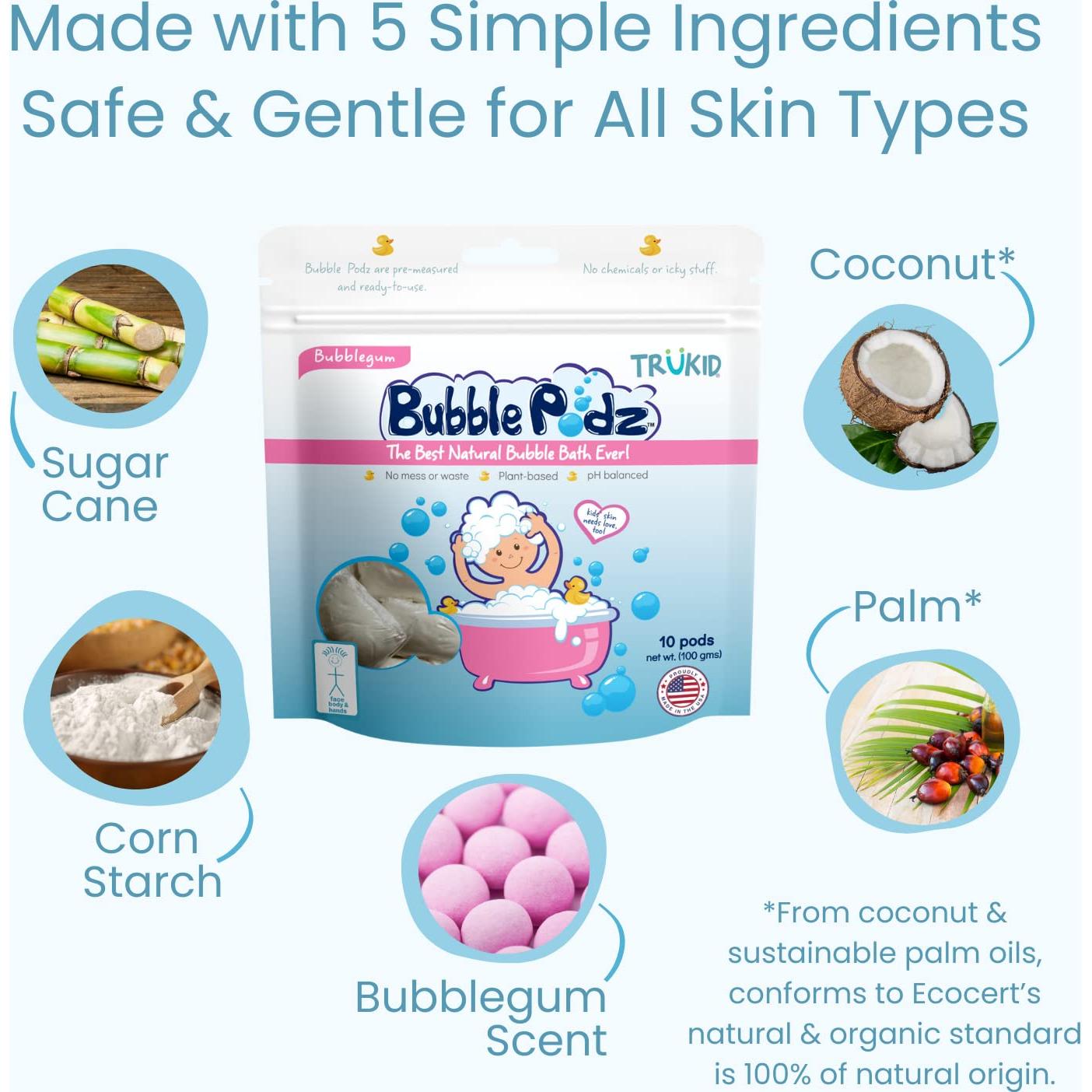 TruKid Bubble Podz Baño de Burbujas para Niños 10 Podz Chicle