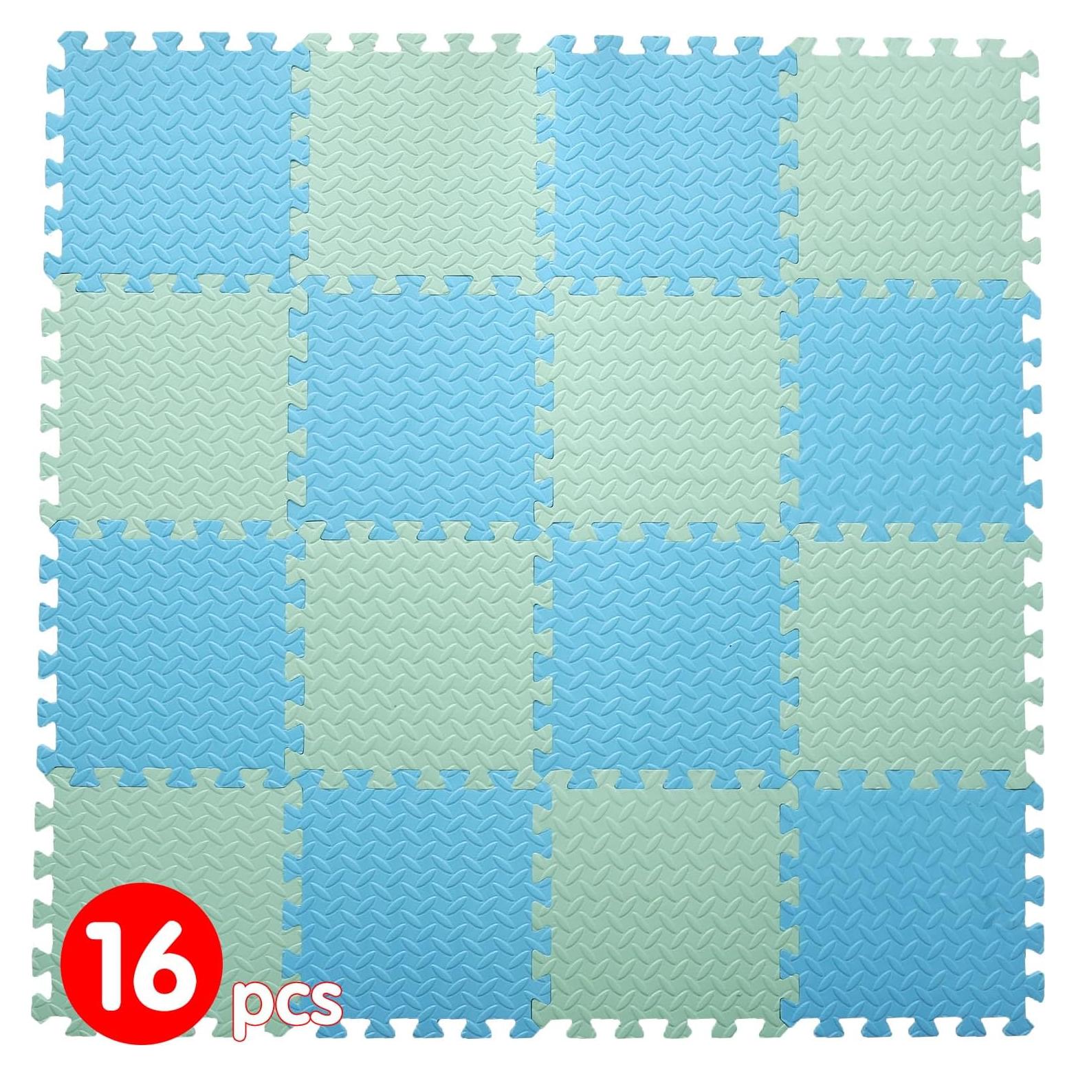 16 Azulejos Alfombra de Juego EVA Tamiplay 30x30 cm Verde/Azul