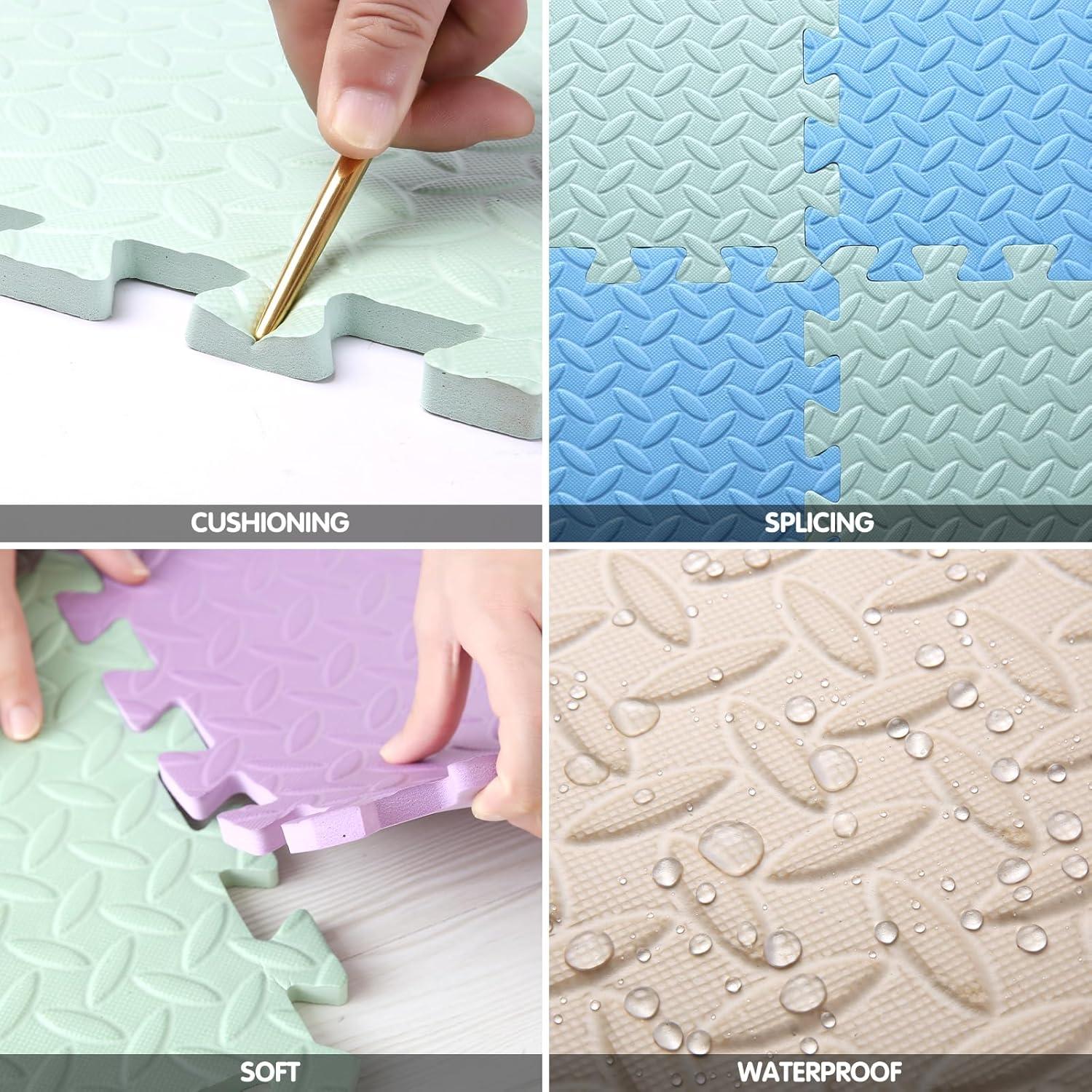 16 Azulejos Alfombra de Juego EVA Tamiplay 30x30 cm Verde/Azul