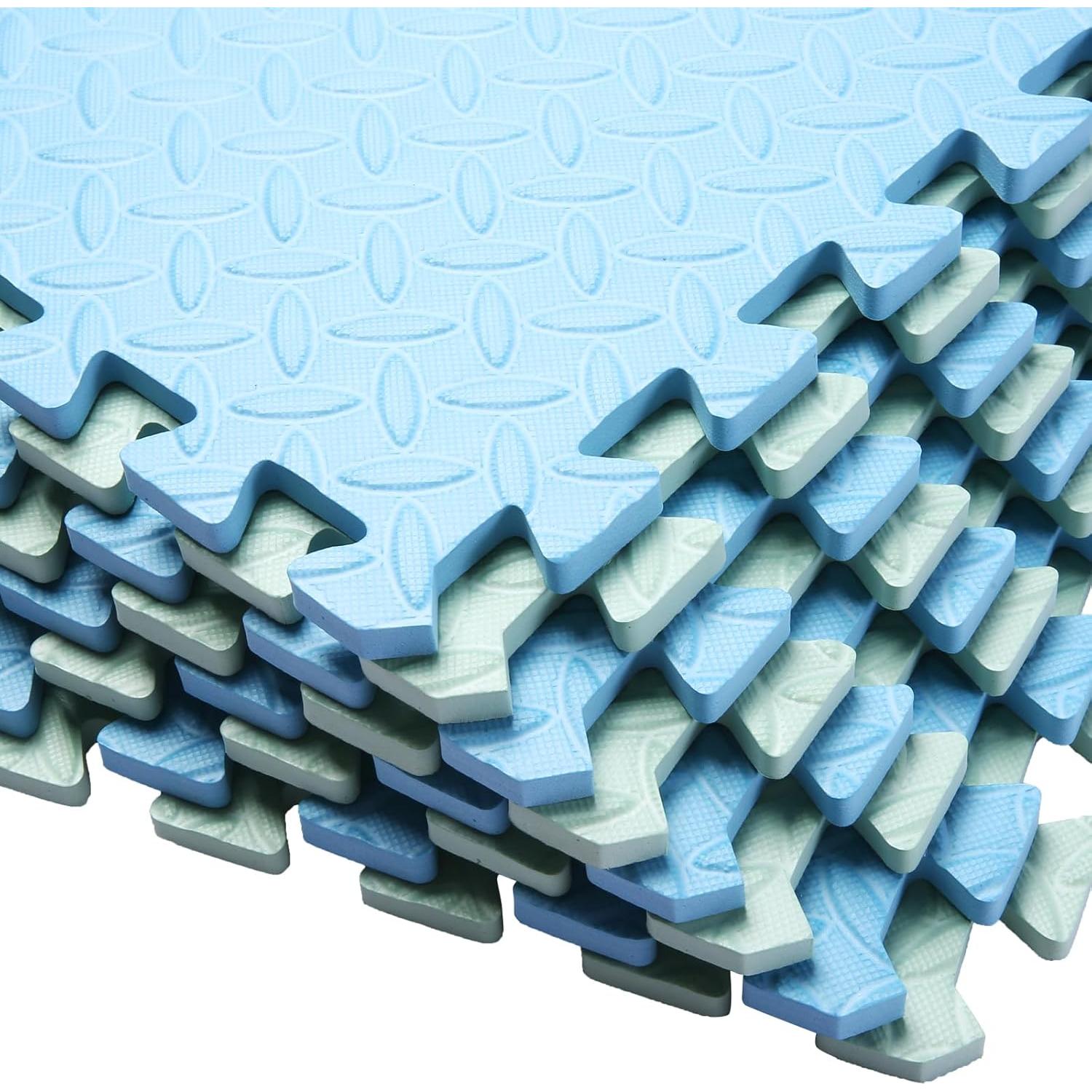 16 Azulejos Alfombra de Juego EVA Tamiplay 30x30 cm Verde/Azul