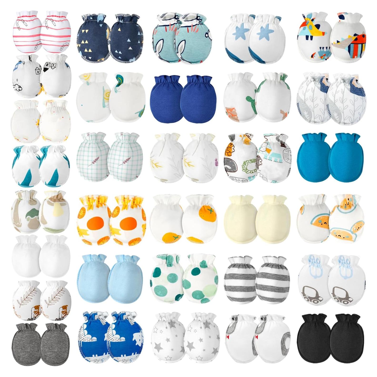 ONESING 32 Pares de Manoplas para Bebés 0-6 Meses Algodón