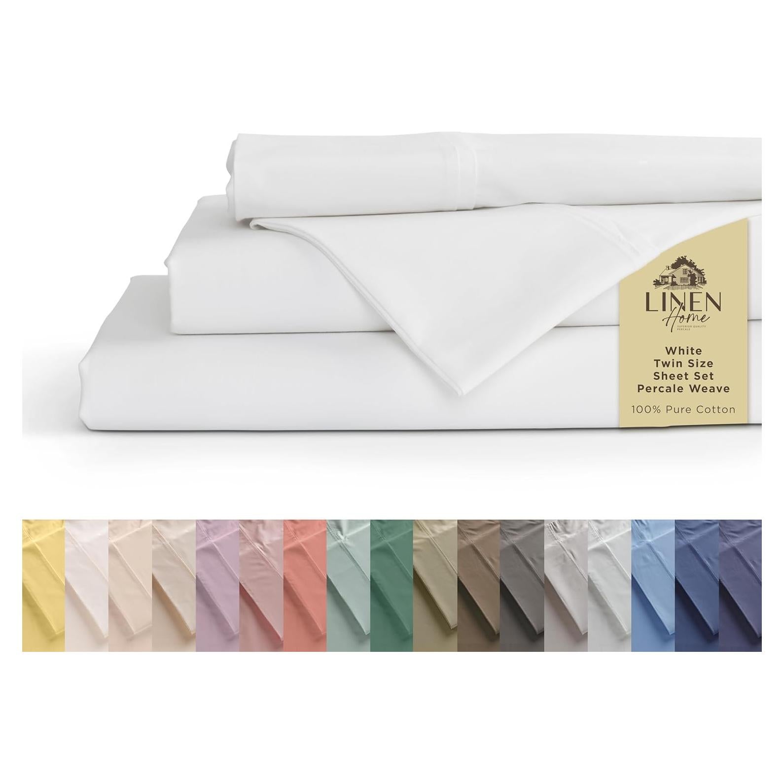 Juego de Sábanas Individual 100% Algodón Linen Home Blanco 3 Piezas