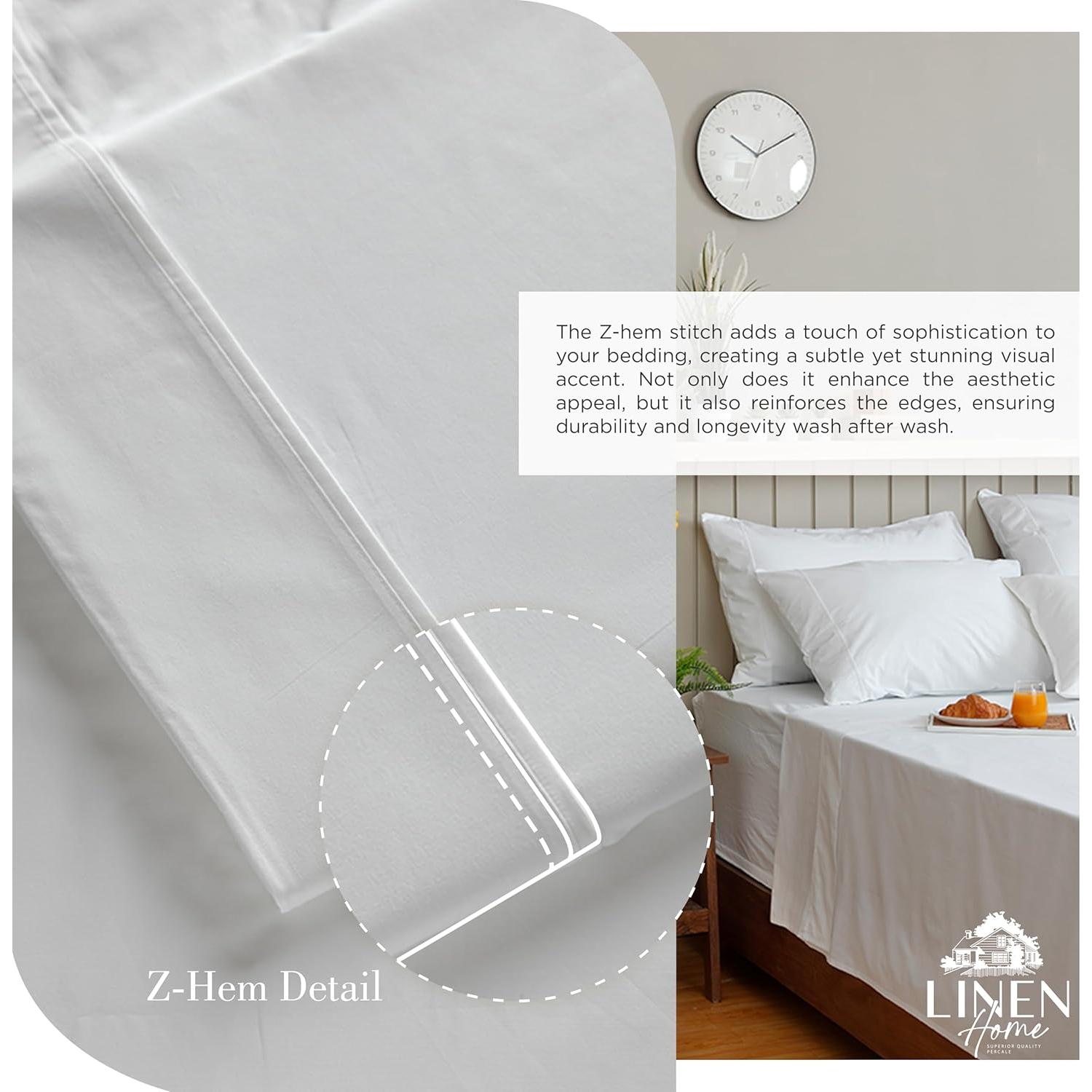 Juego de Sábanas Individual 100% Algodón Linen Home Blanco 3 Piezas