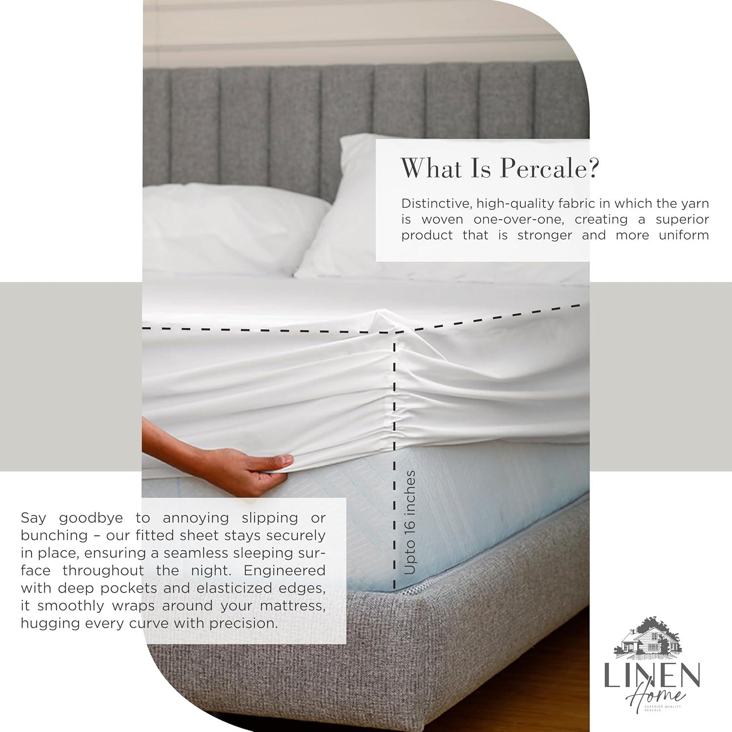 Juego de Sábanas Individual 100% Algodón Linen Home Blanco 3 Piezas