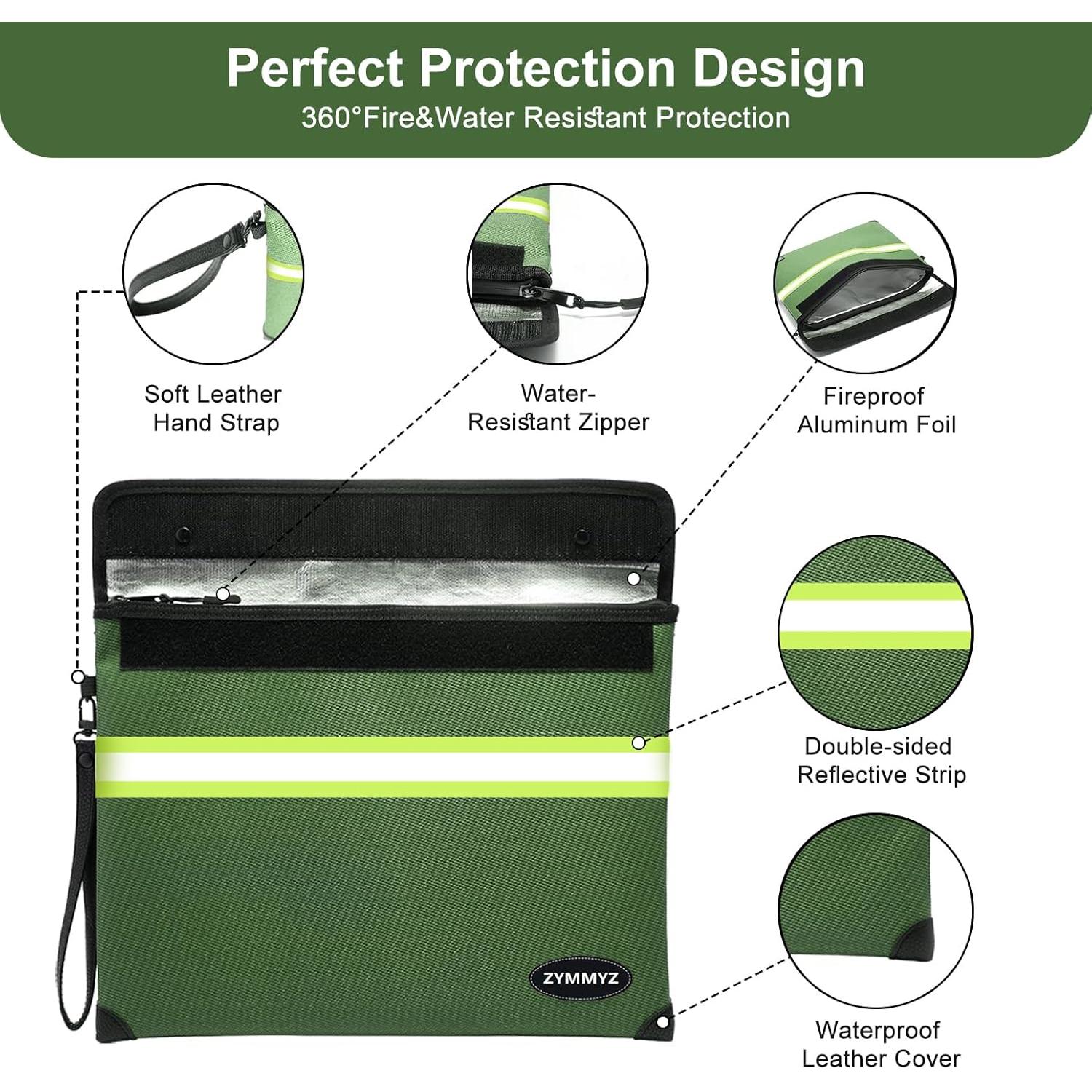 Bolsa a Prueba de Fuego ZYMMYZ 35.31x26.94cm Verde
