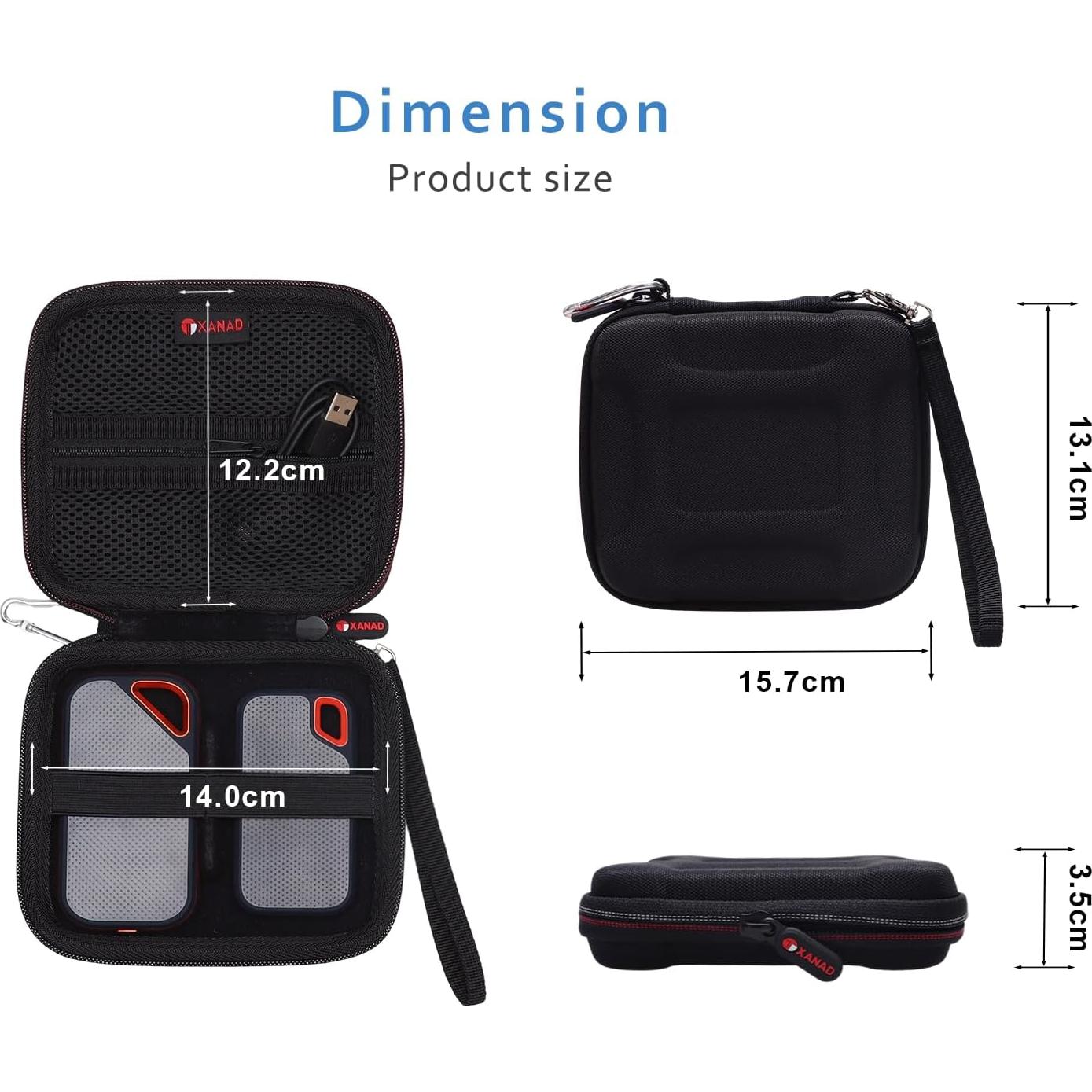 Funda Dura XANAD para SSD Sandisk Pro/Samsung T7 - Negro