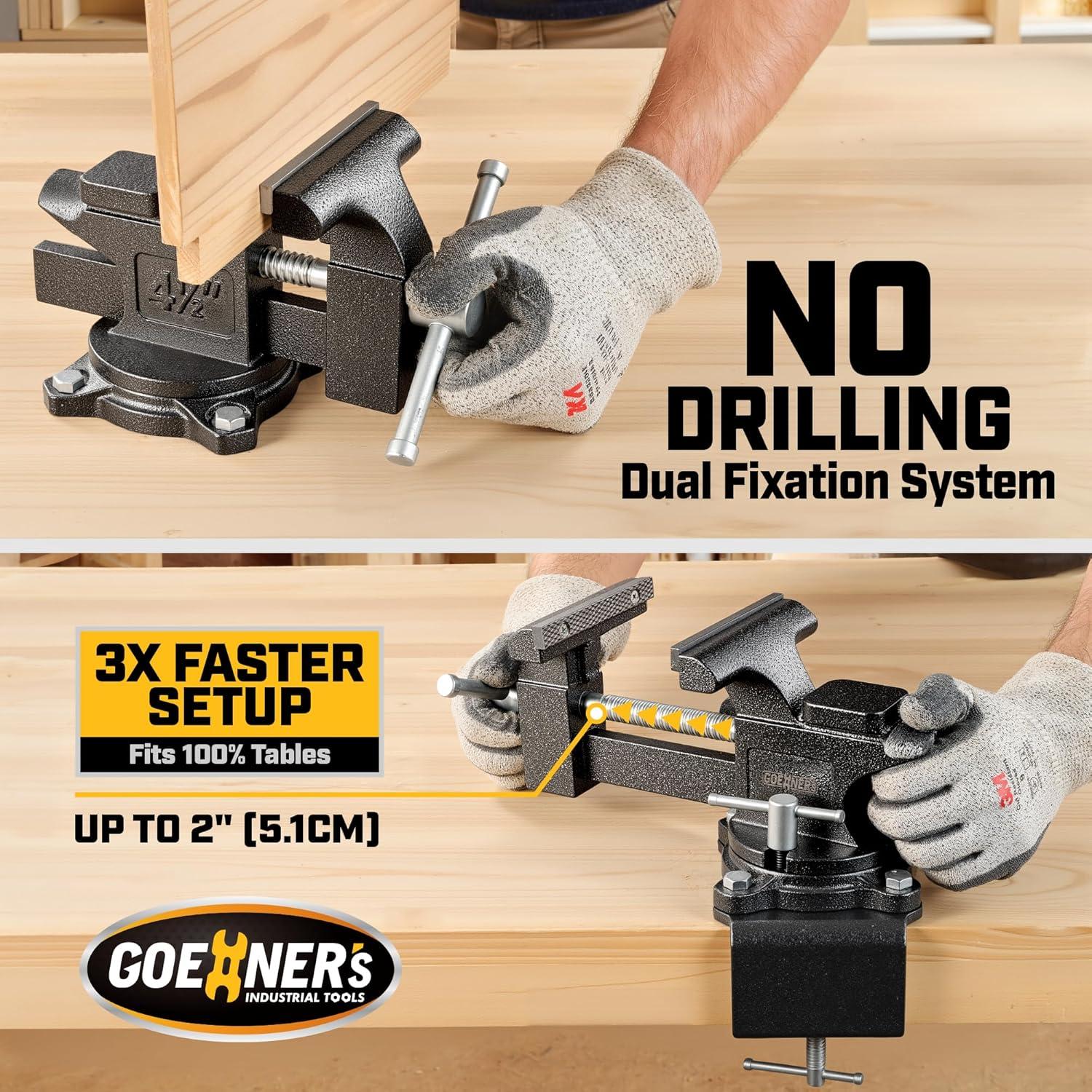 Tornillo de banco GOEHNER's 11.4 cm con base giratoria