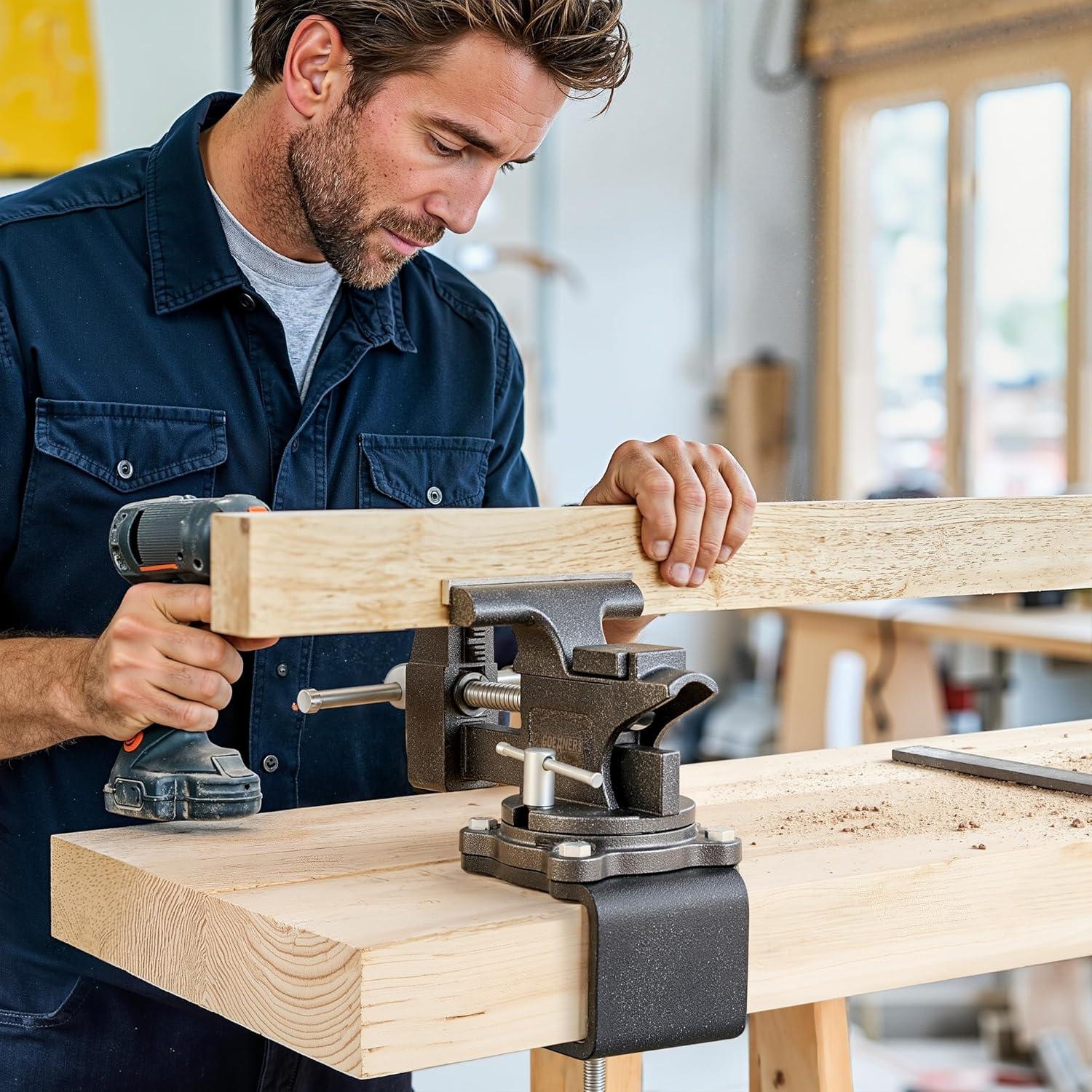 Tornillo de banco GOEHNER's 11.4 cm con base giratoria