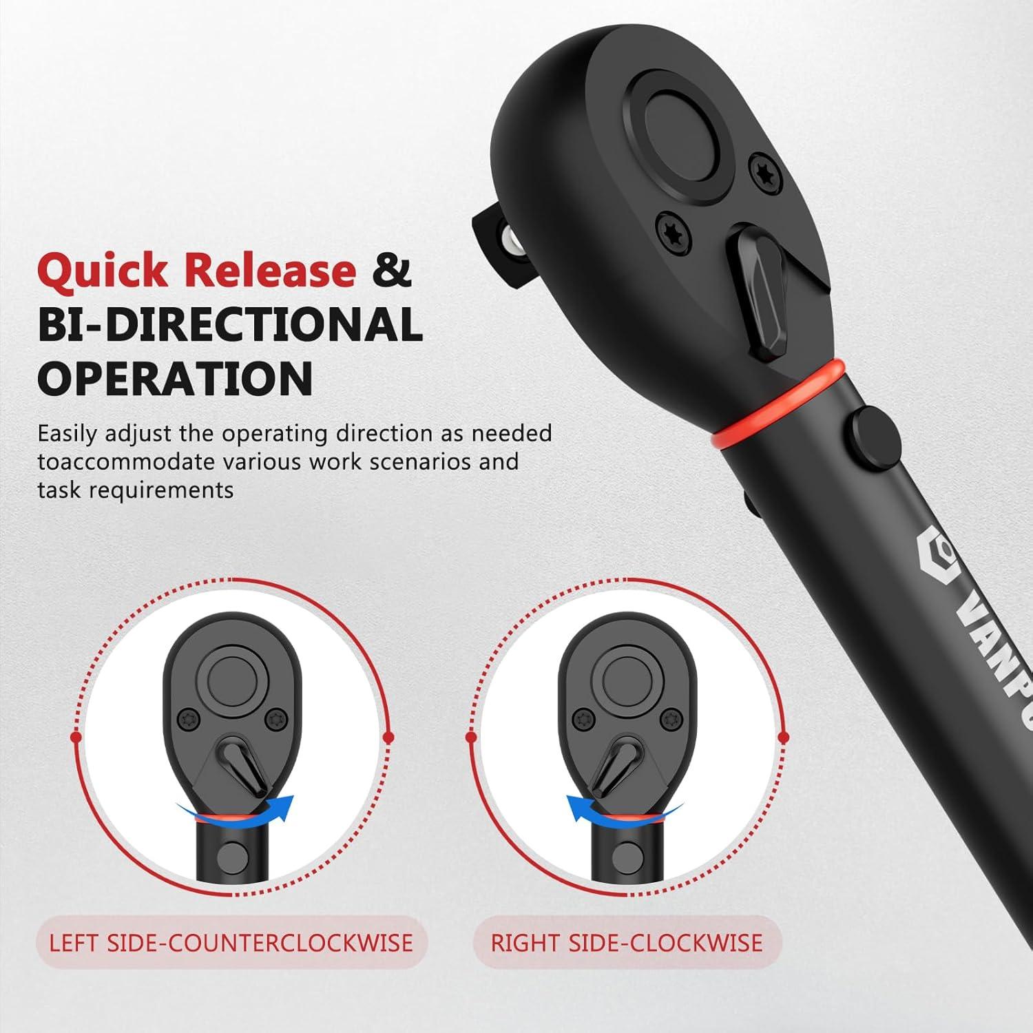 Llave de Torque VANPO 1/2" 10-170 ft-lb (13.6-230.5 Nm) Mecánica