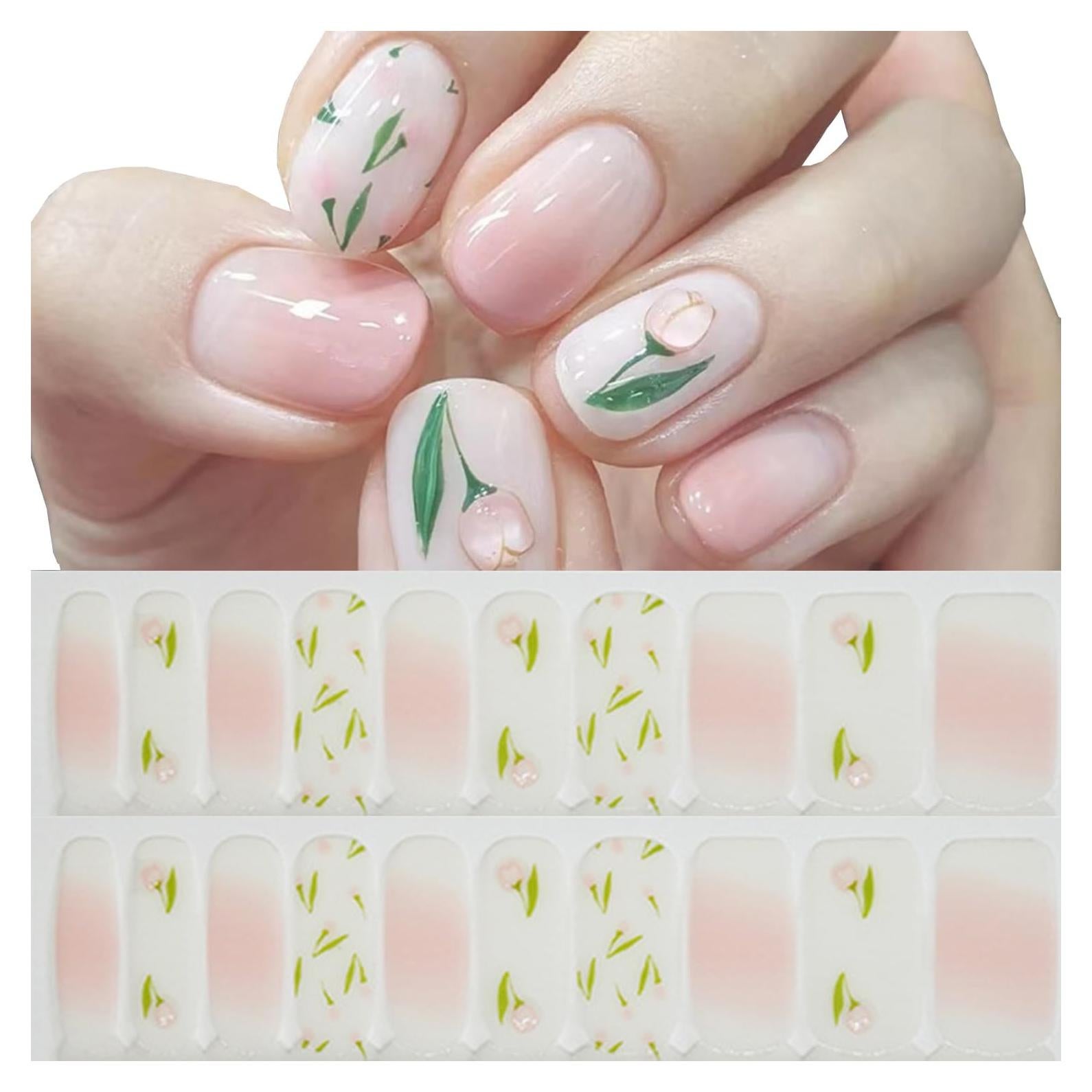 Calcomanías de Uñas de Gel Primavera NEWSPIED 20 Pcs Floral